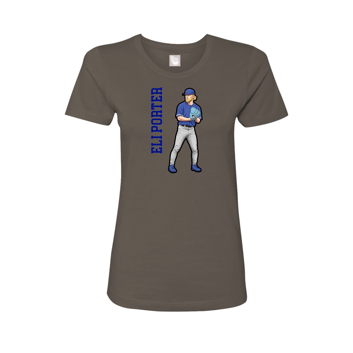 Fitted Women's Tee — Name Vertical in Grey