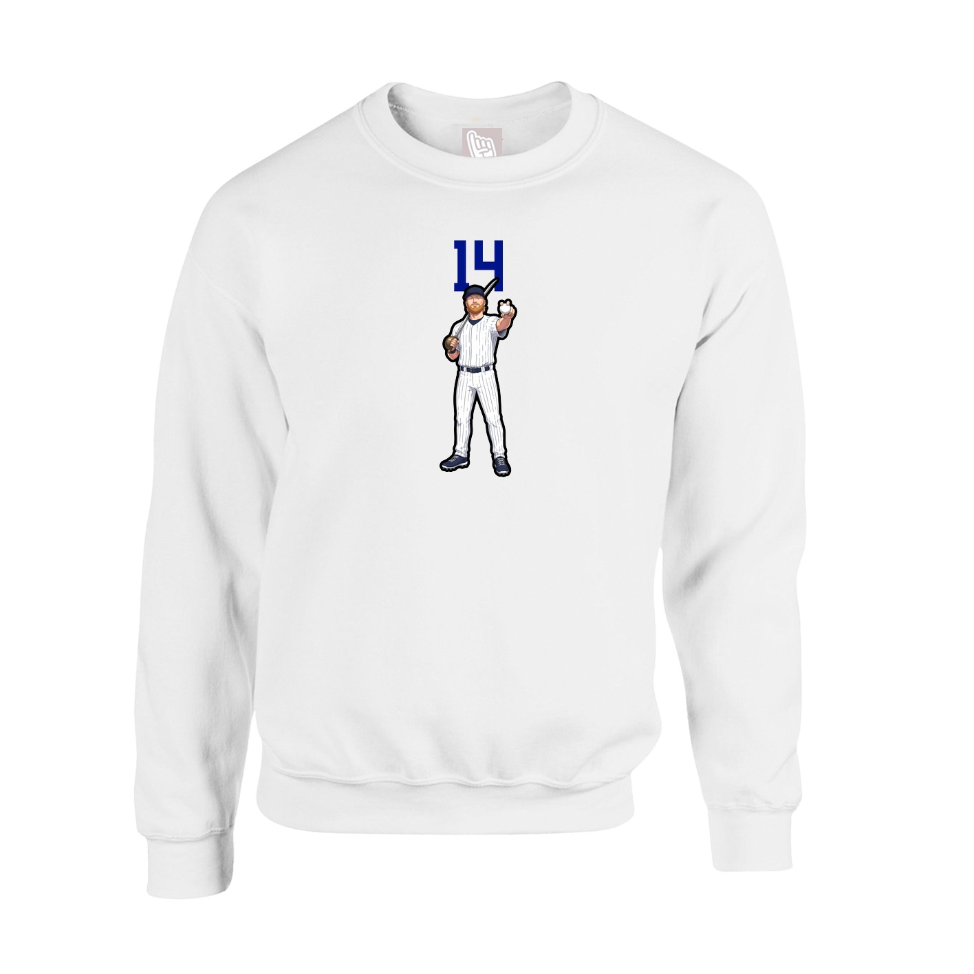 Fleece Crew — Number Top in White