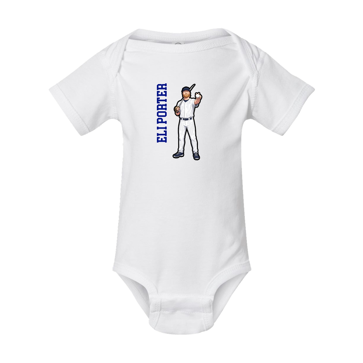 Baby Onesie — Name Vertical in White