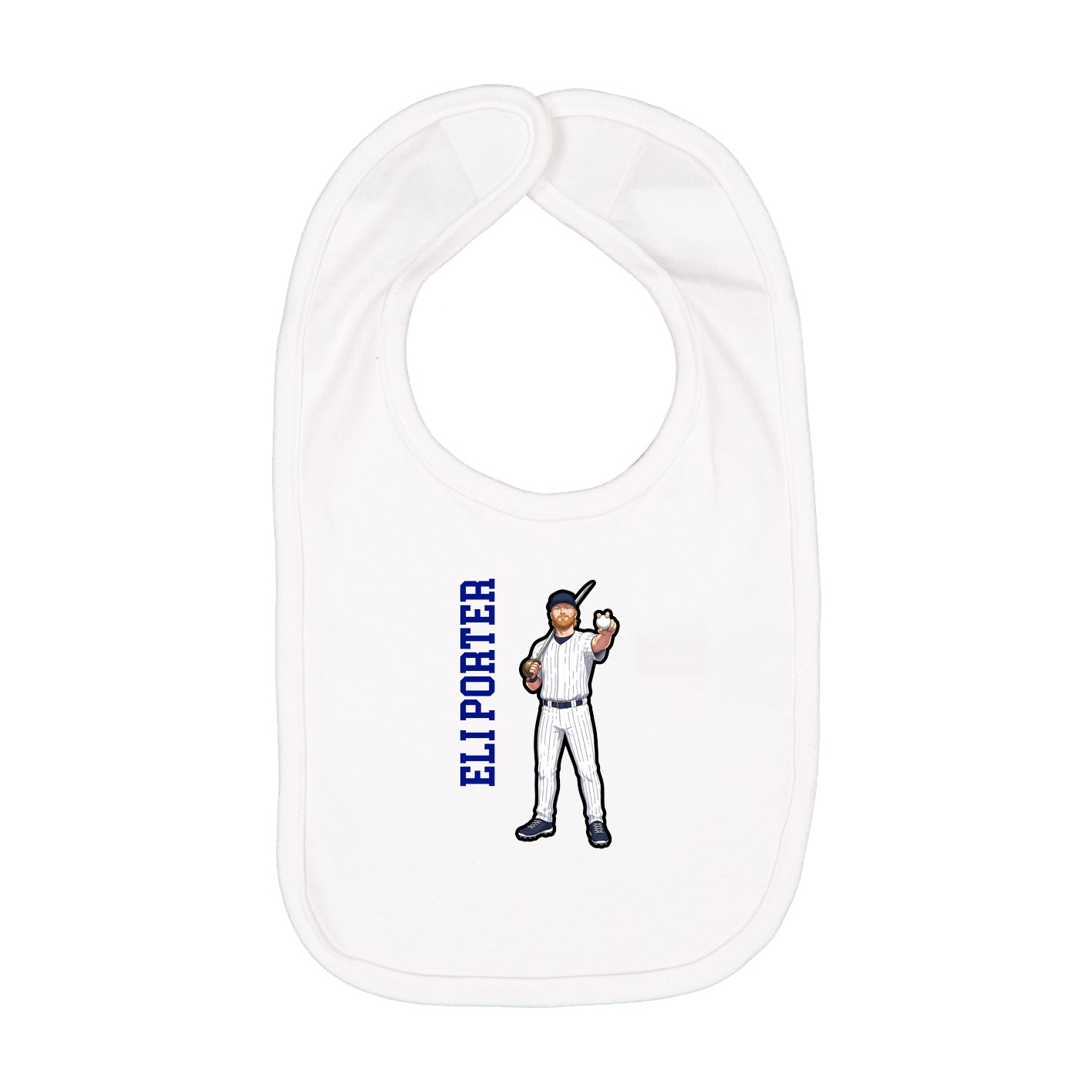 Infant Bib — Name Vertical in White
