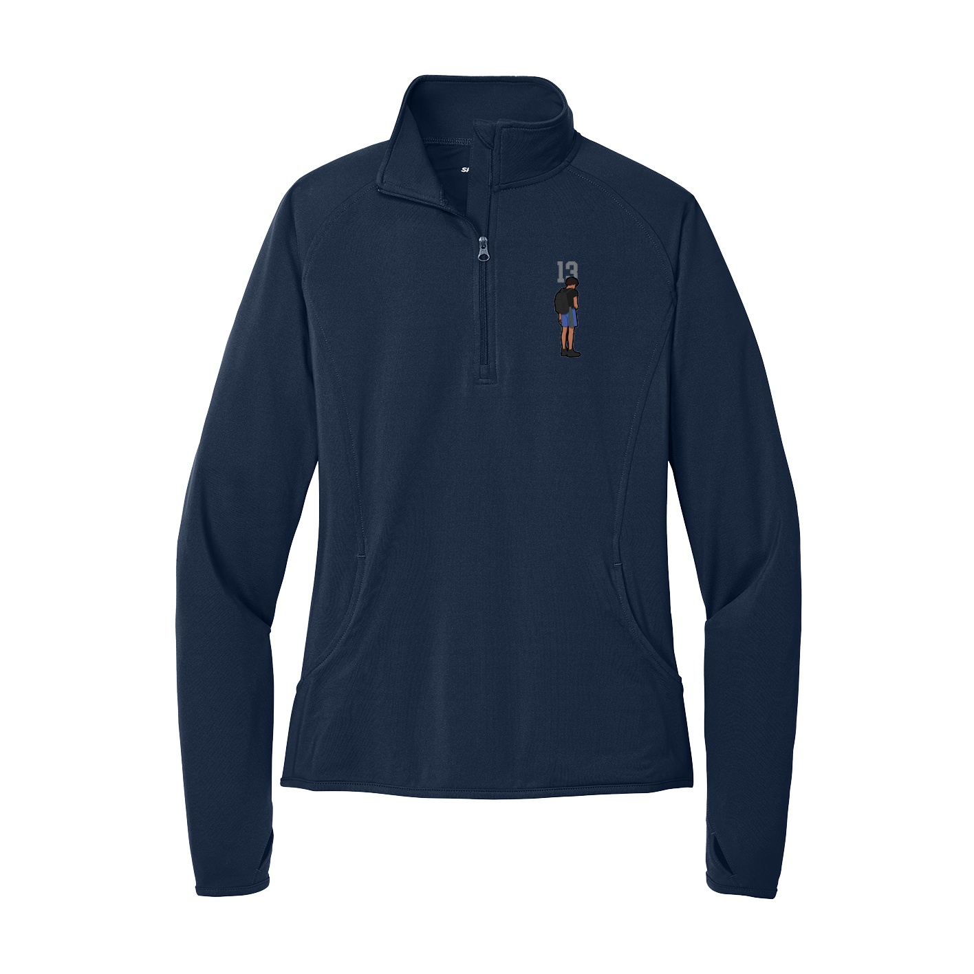 Women's Q-Zip Pullover — Number Top in Navy