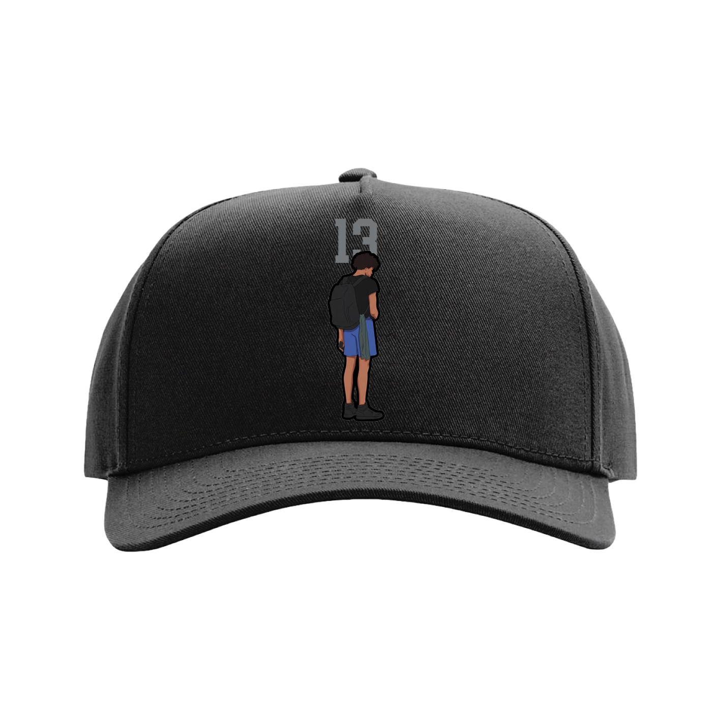 Full Fabric Five-Panel Champ Cap — Number Top in Black
