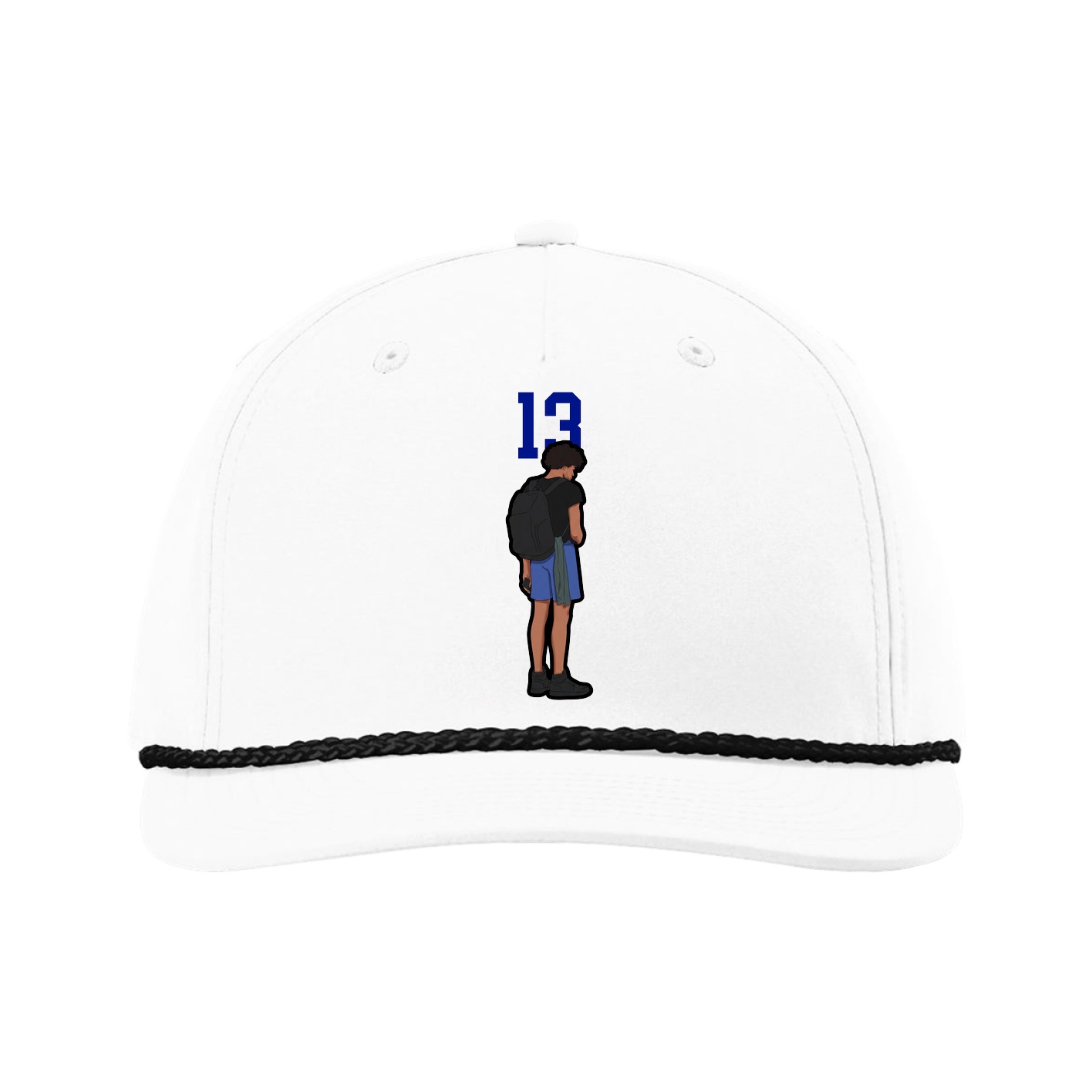 Five-Panel Classic Rope Cap — Number Top in White