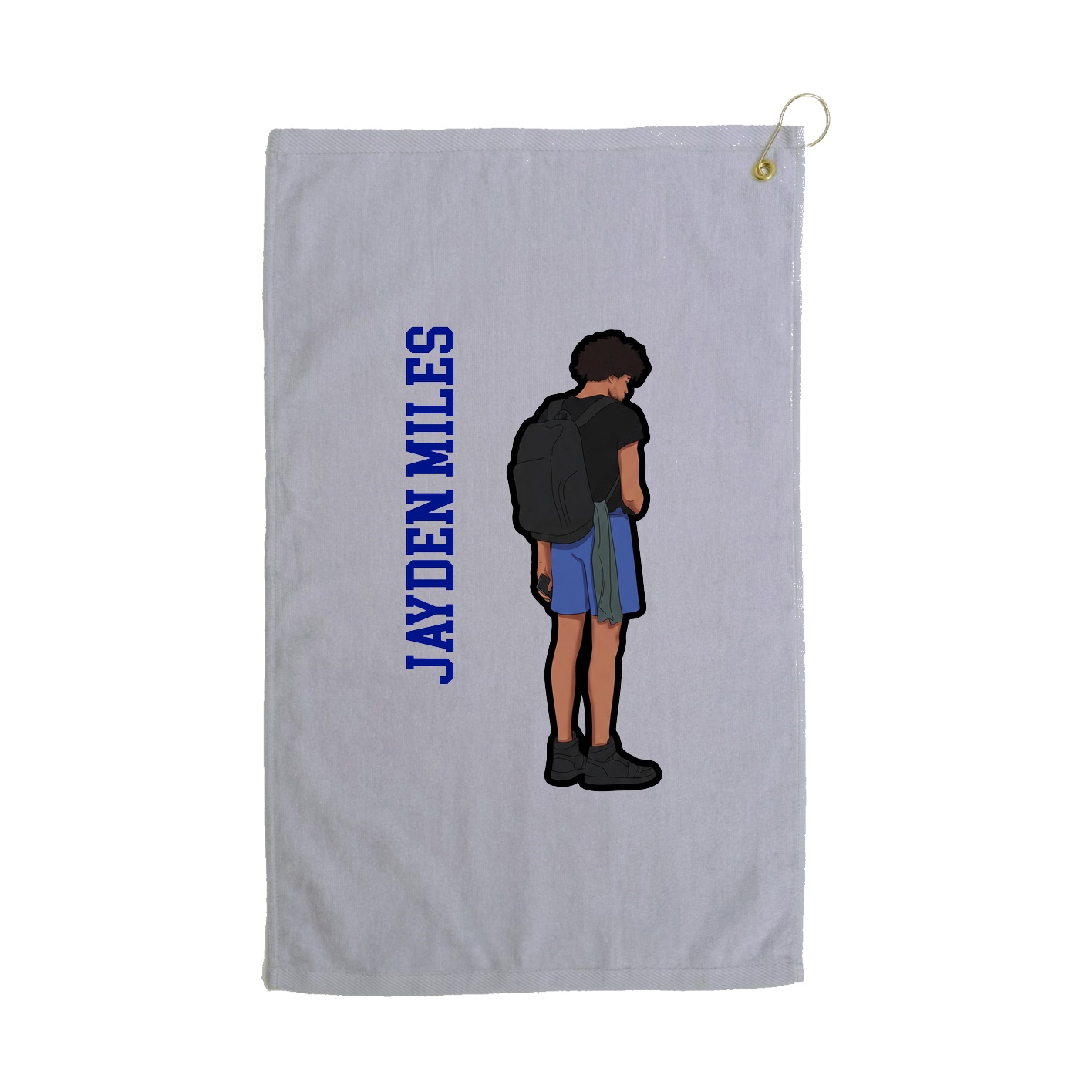 Golf Towel — Name Vertical in Grey