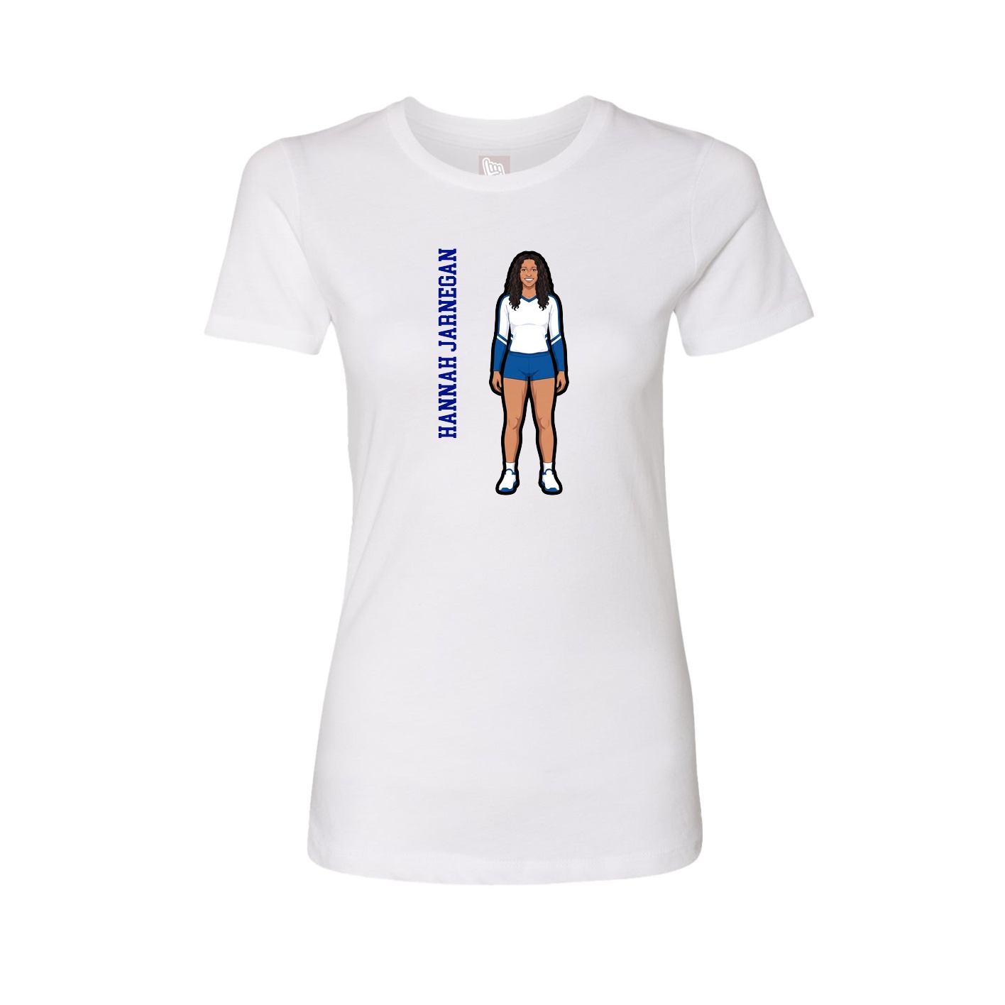 Fitted Women's Tee — Name Vertical in White