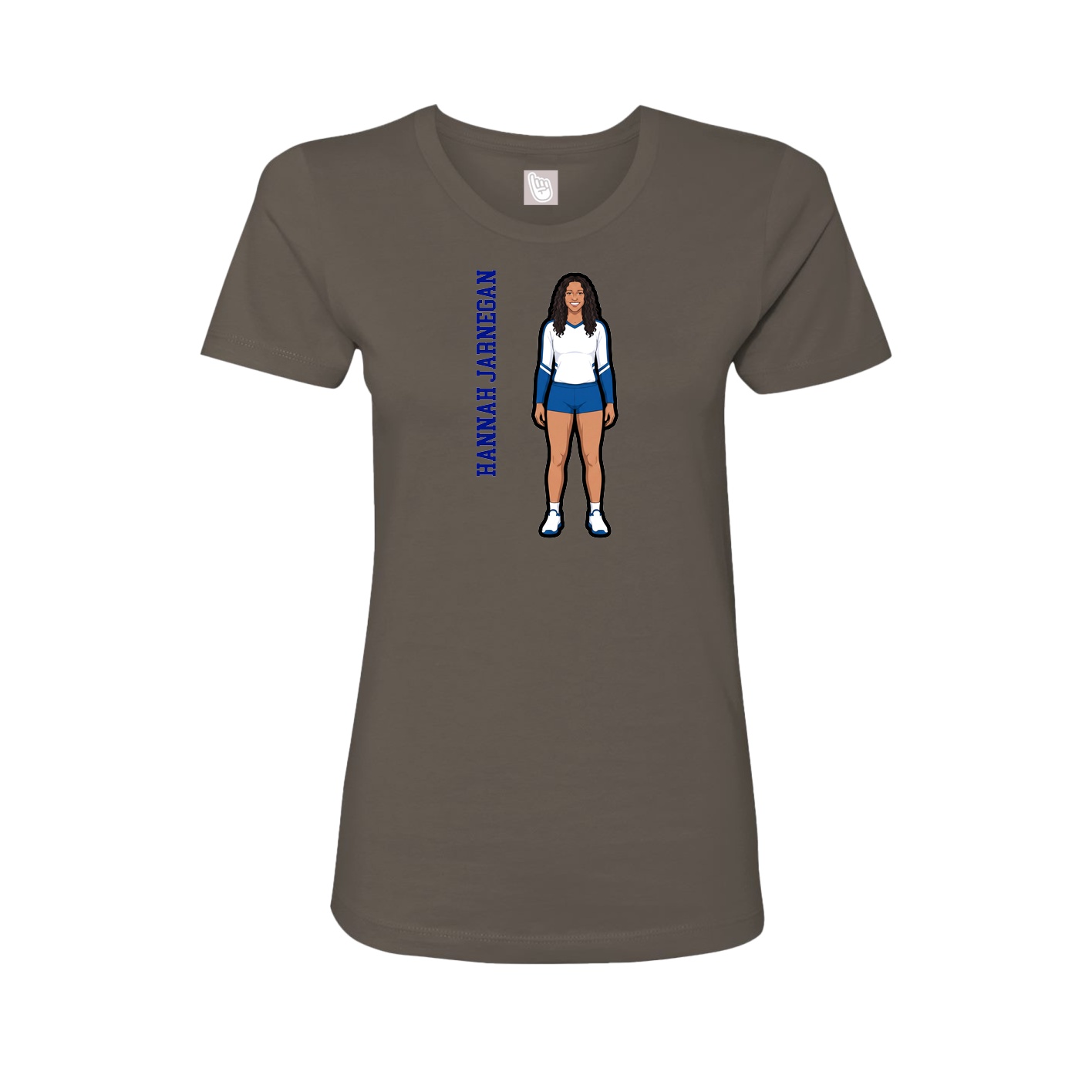 Fitted Women's Tee — Name Vertical in Grey