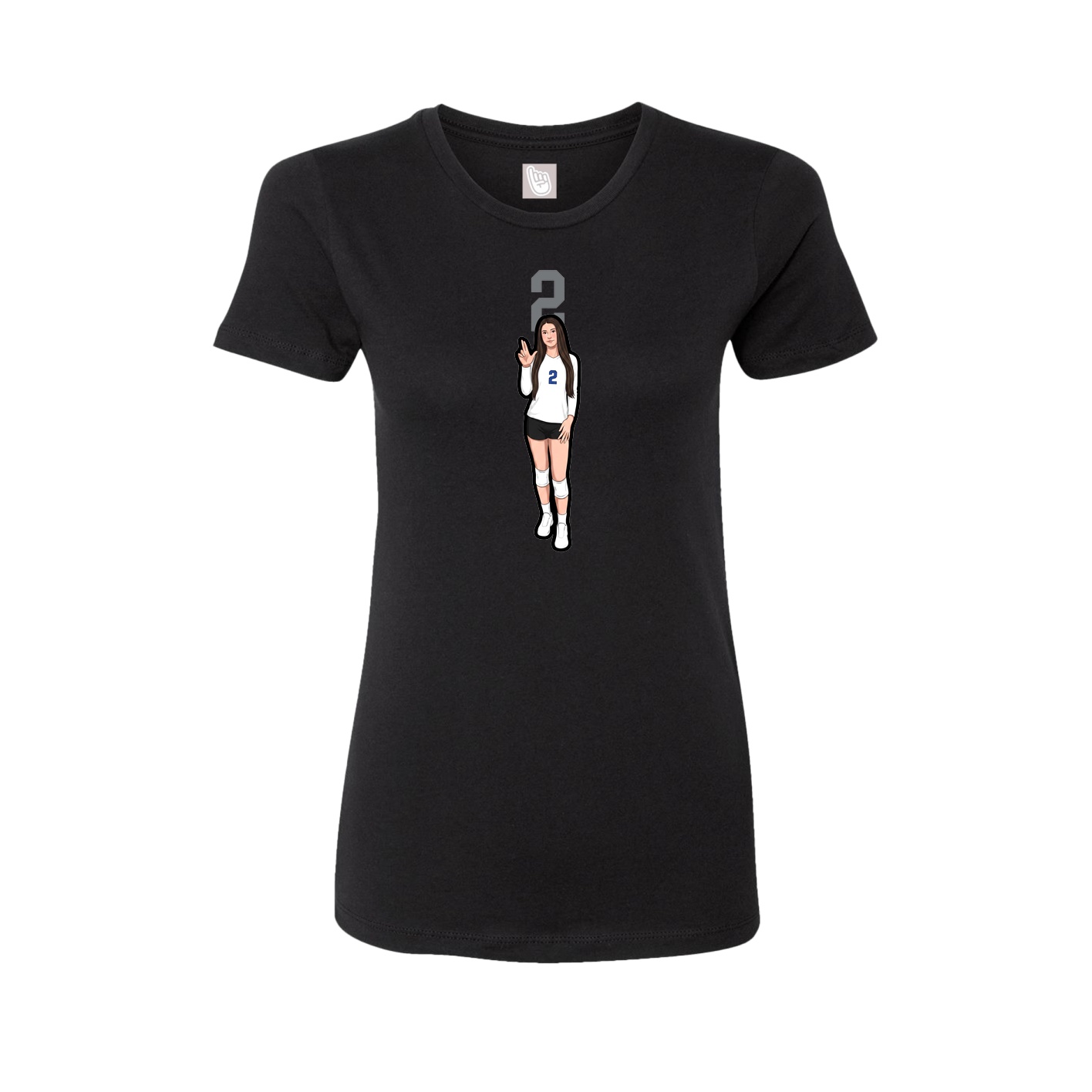 Fitted Women's Tee — Number Top in Black