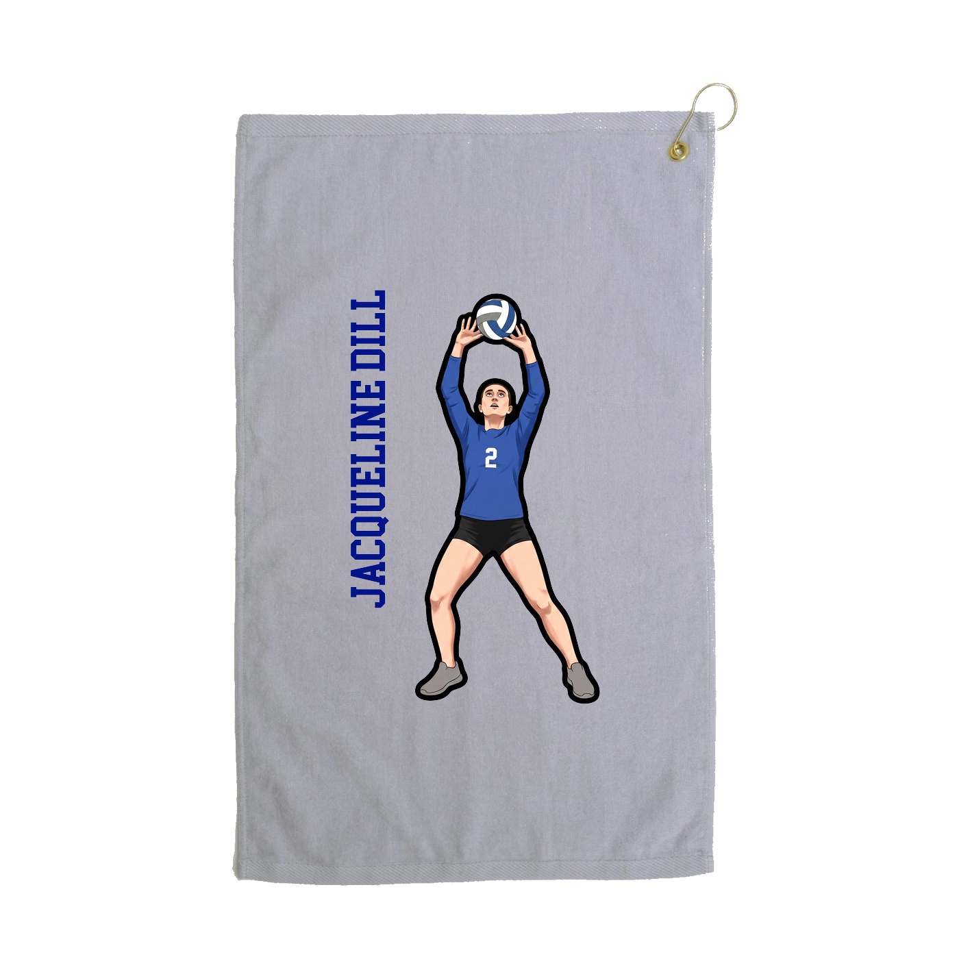 Golf Towel — Name Vertical in Grey