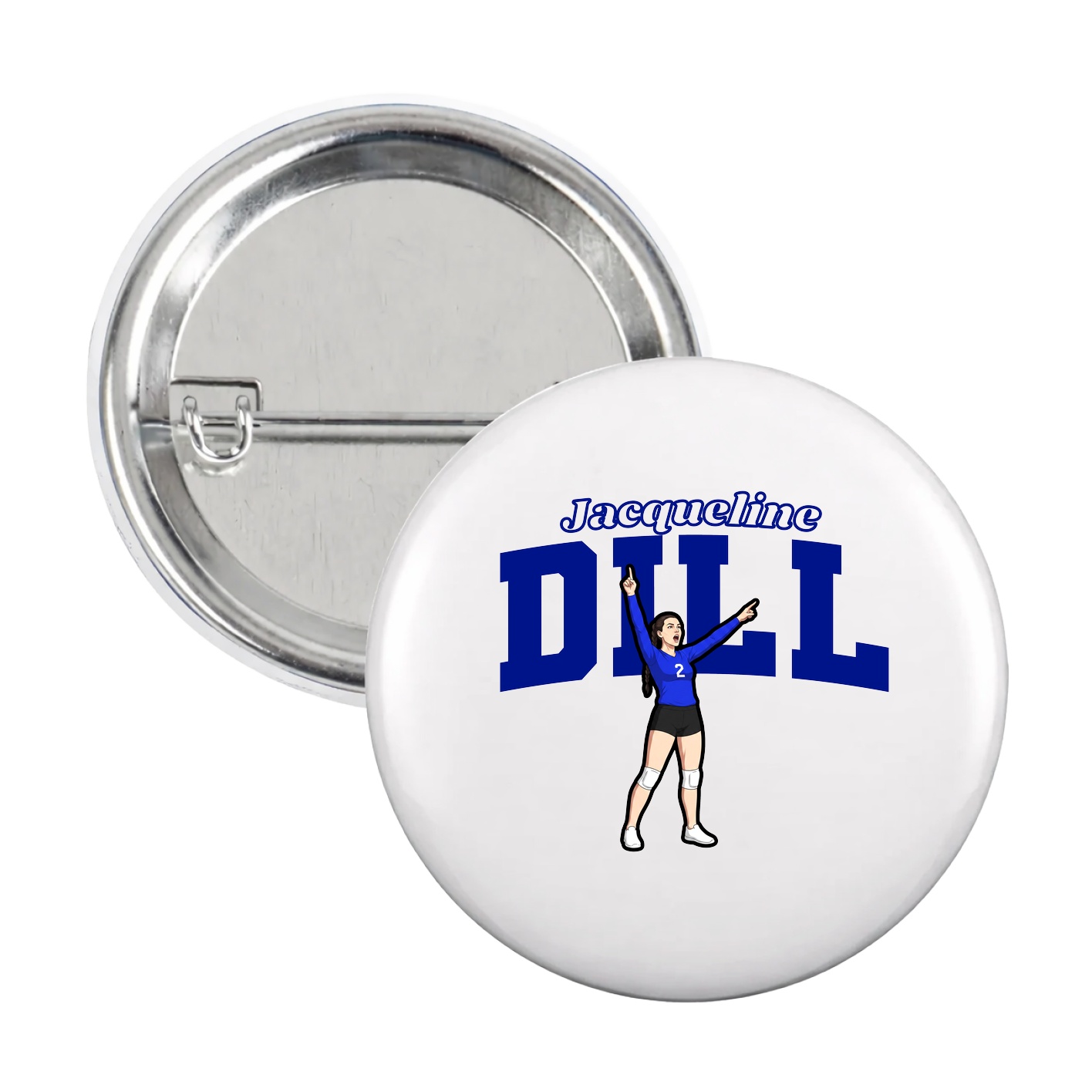 Game Day Button — Name Arch in White