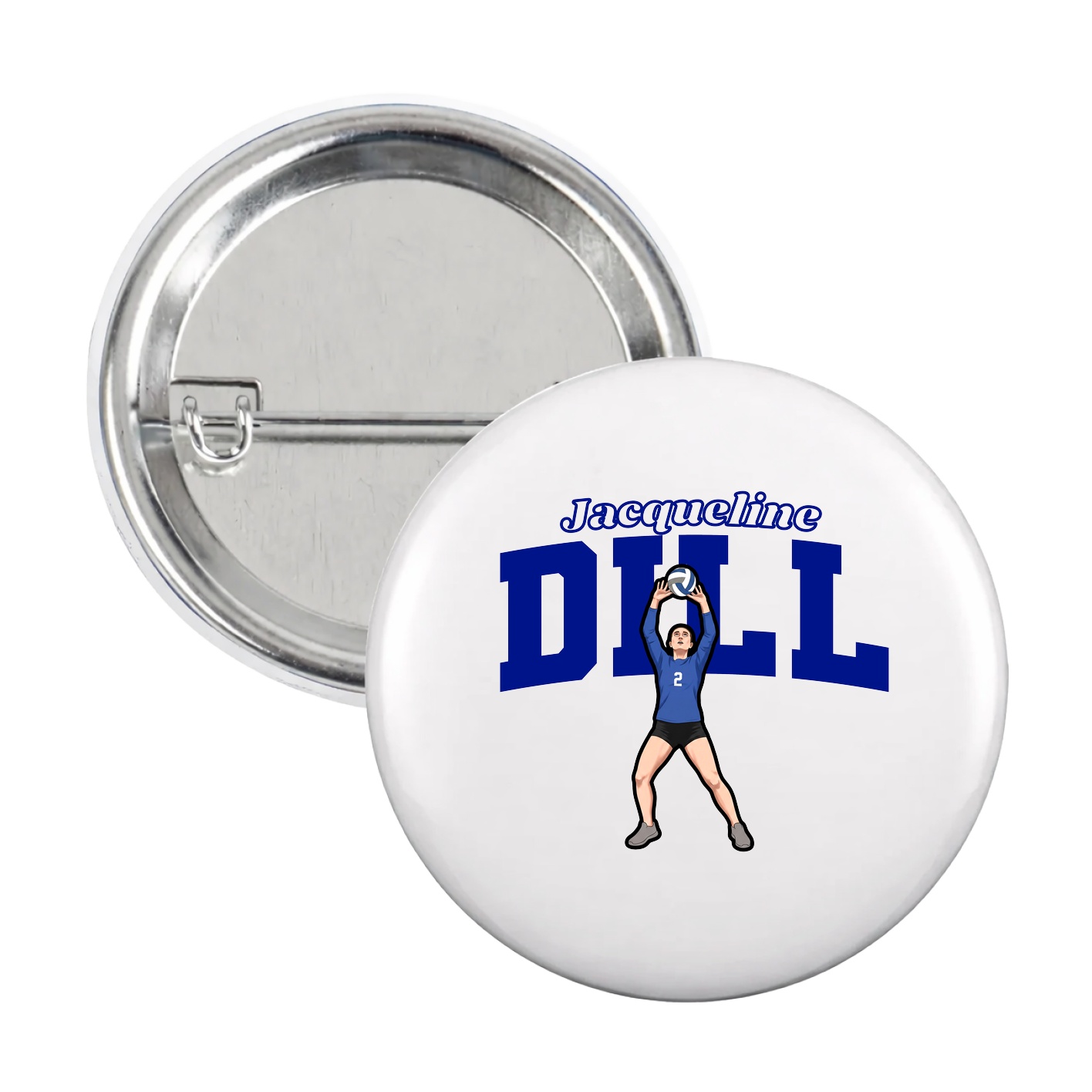 Game Day Button — Name Arch in White