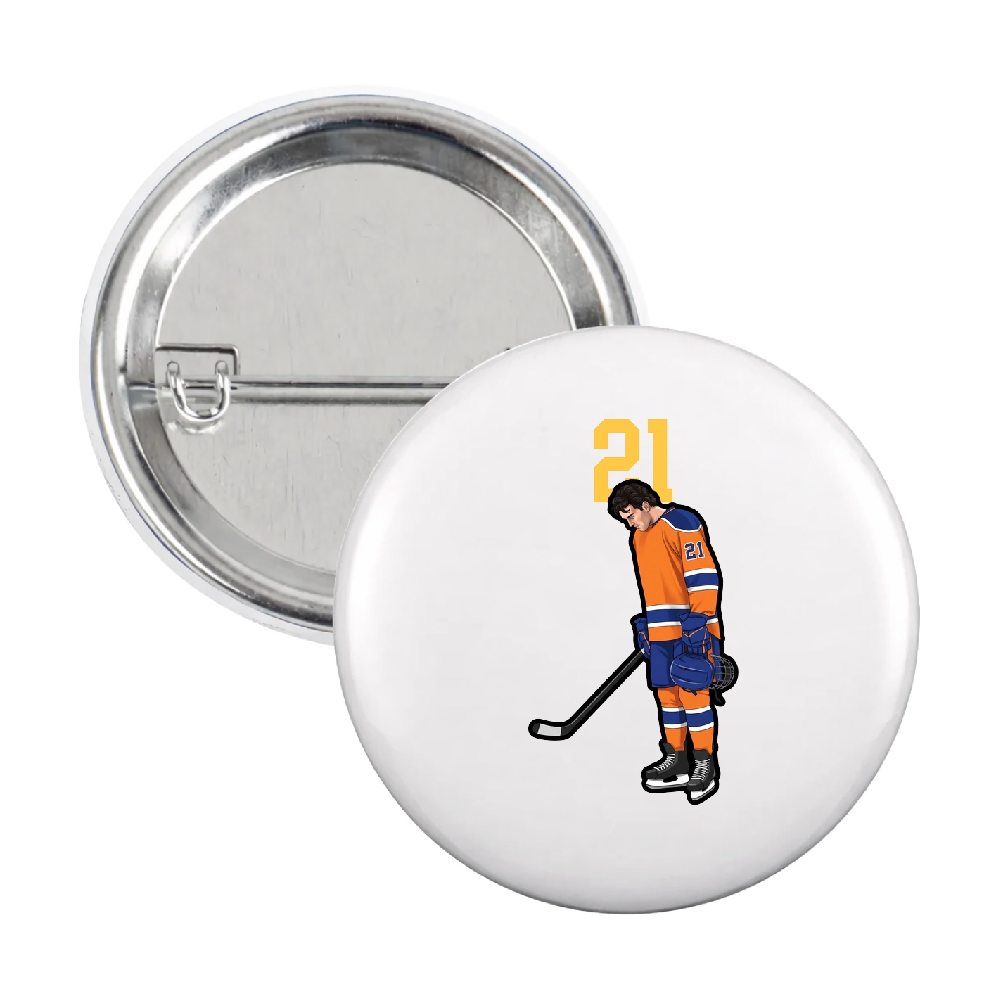 Game Day Button — Number Top in White