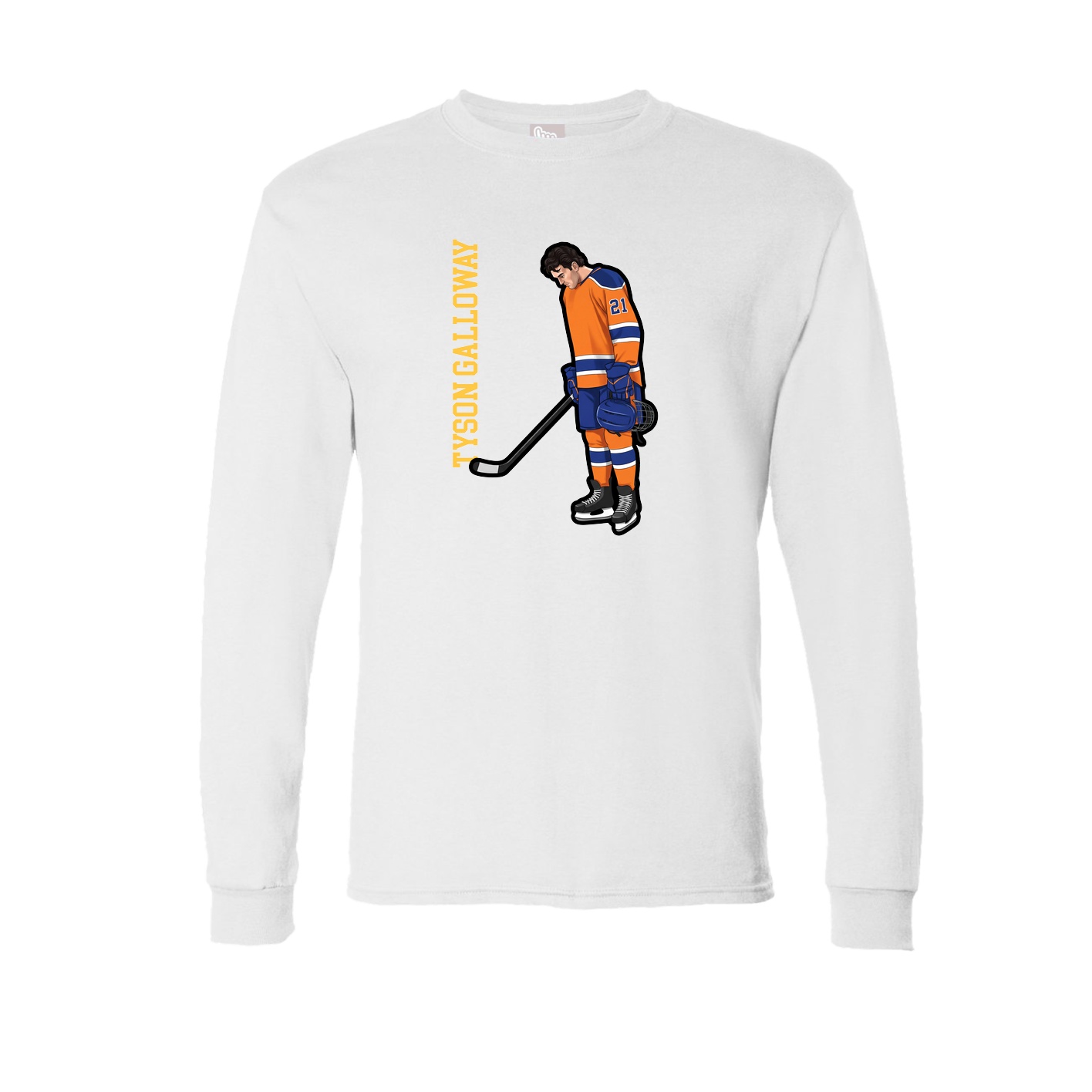 Long Sleeve Tee — Name Vertical in White