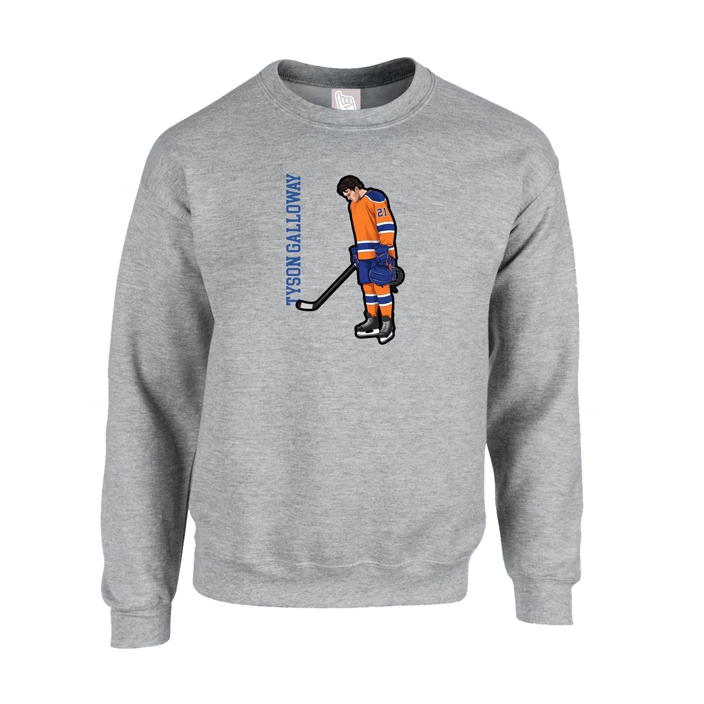 Fleece Crew — Name Vertical in Grey