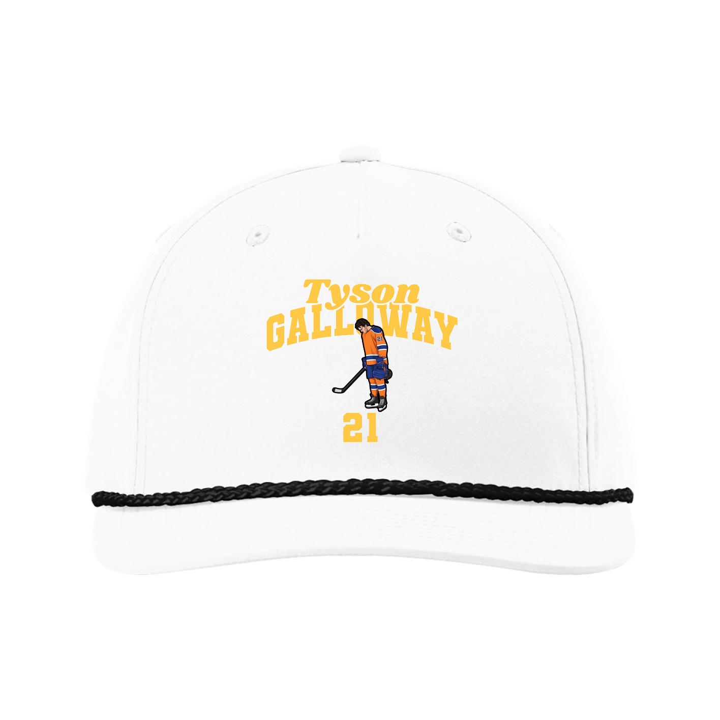 Five-Panel Classic Rope Cap — Signature Arch in White