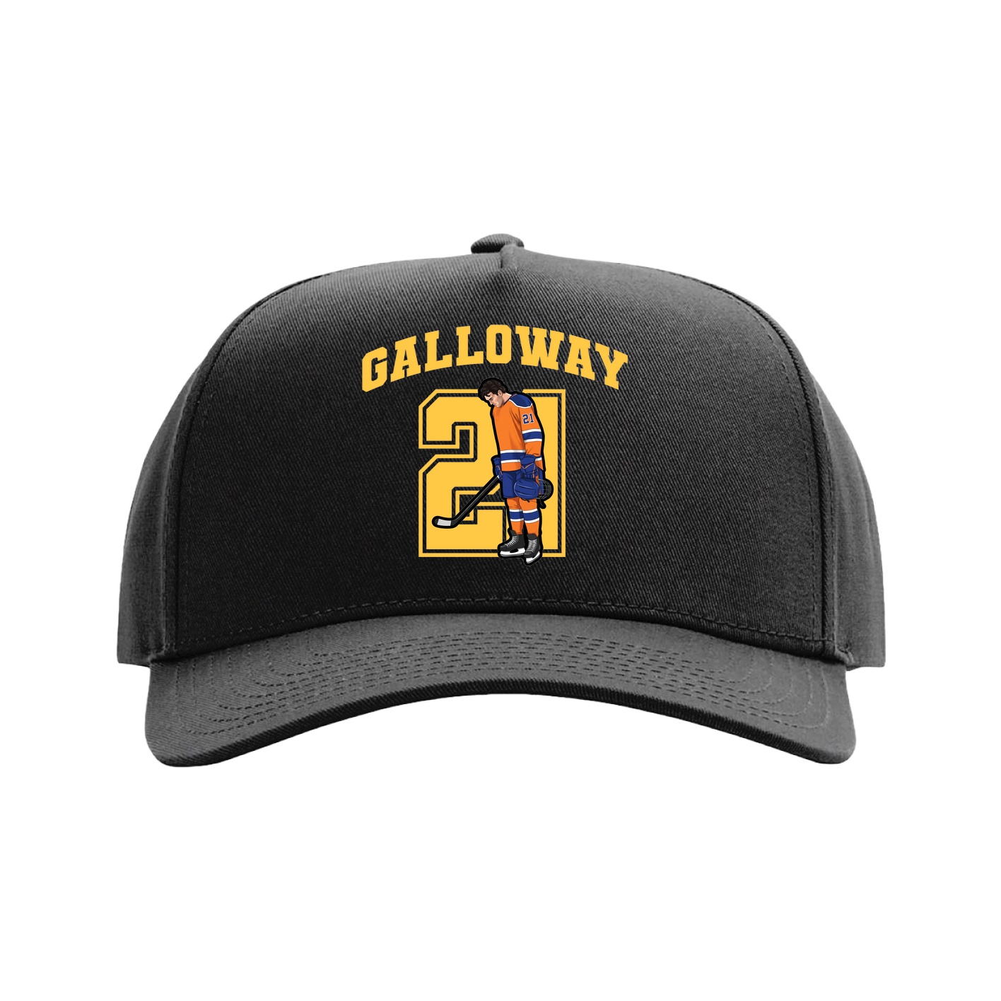 Full Fabric Five-Panel Champ Cap — Number in Black