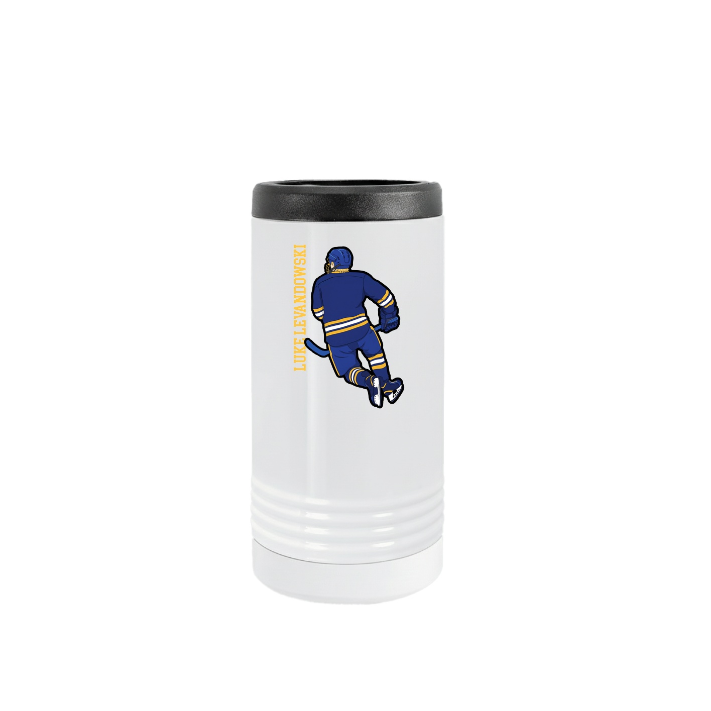 Slim Beverage Holder — Name Vertical in White