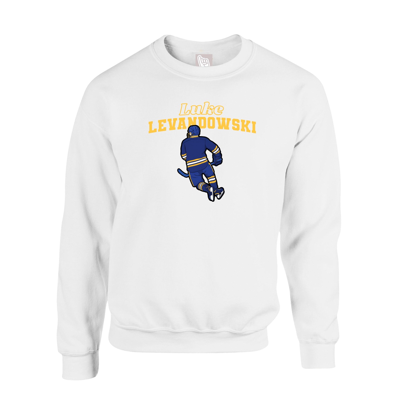 Fleece Crew — Name Arch in White