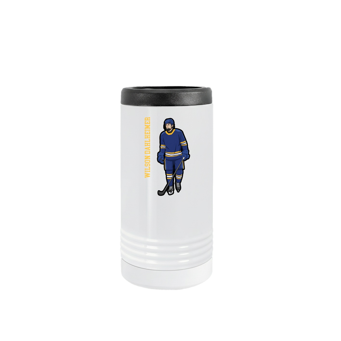 Slim Beverage Holder — Name Vertical in White