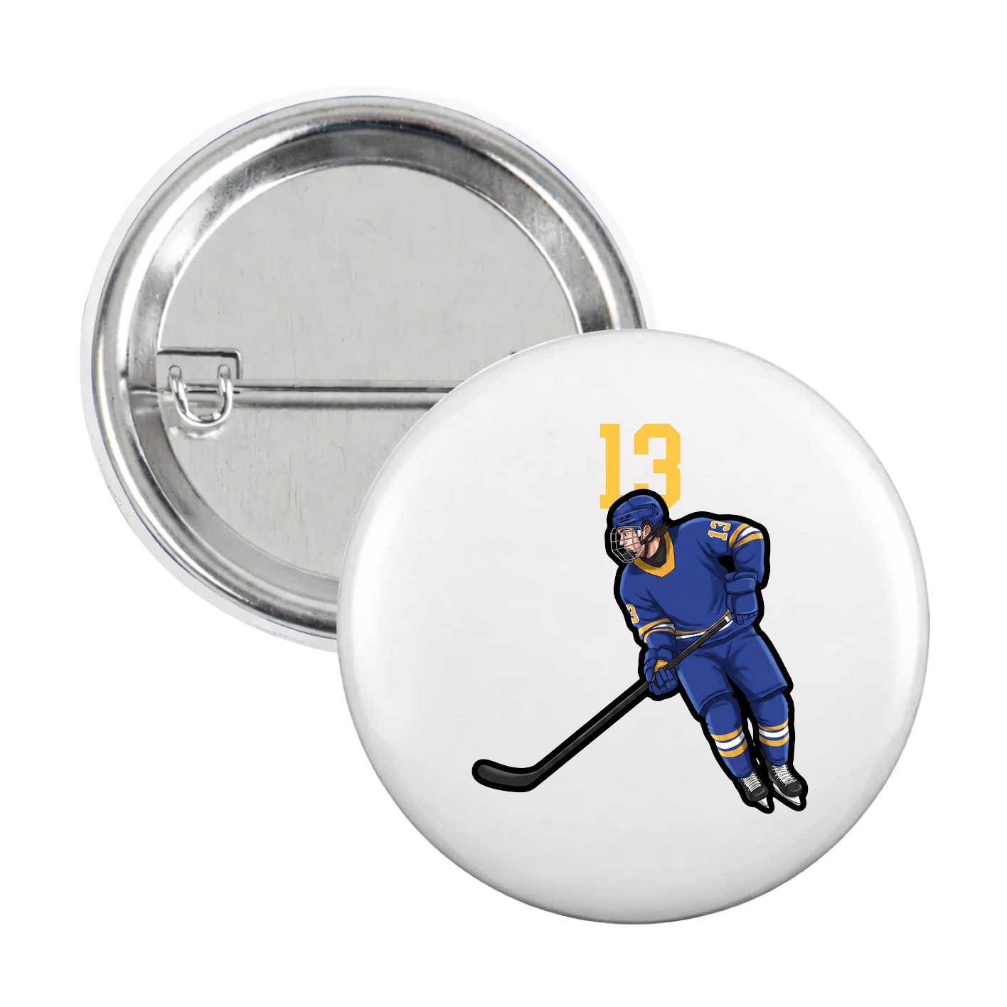 Game Day Button — Number Top in White