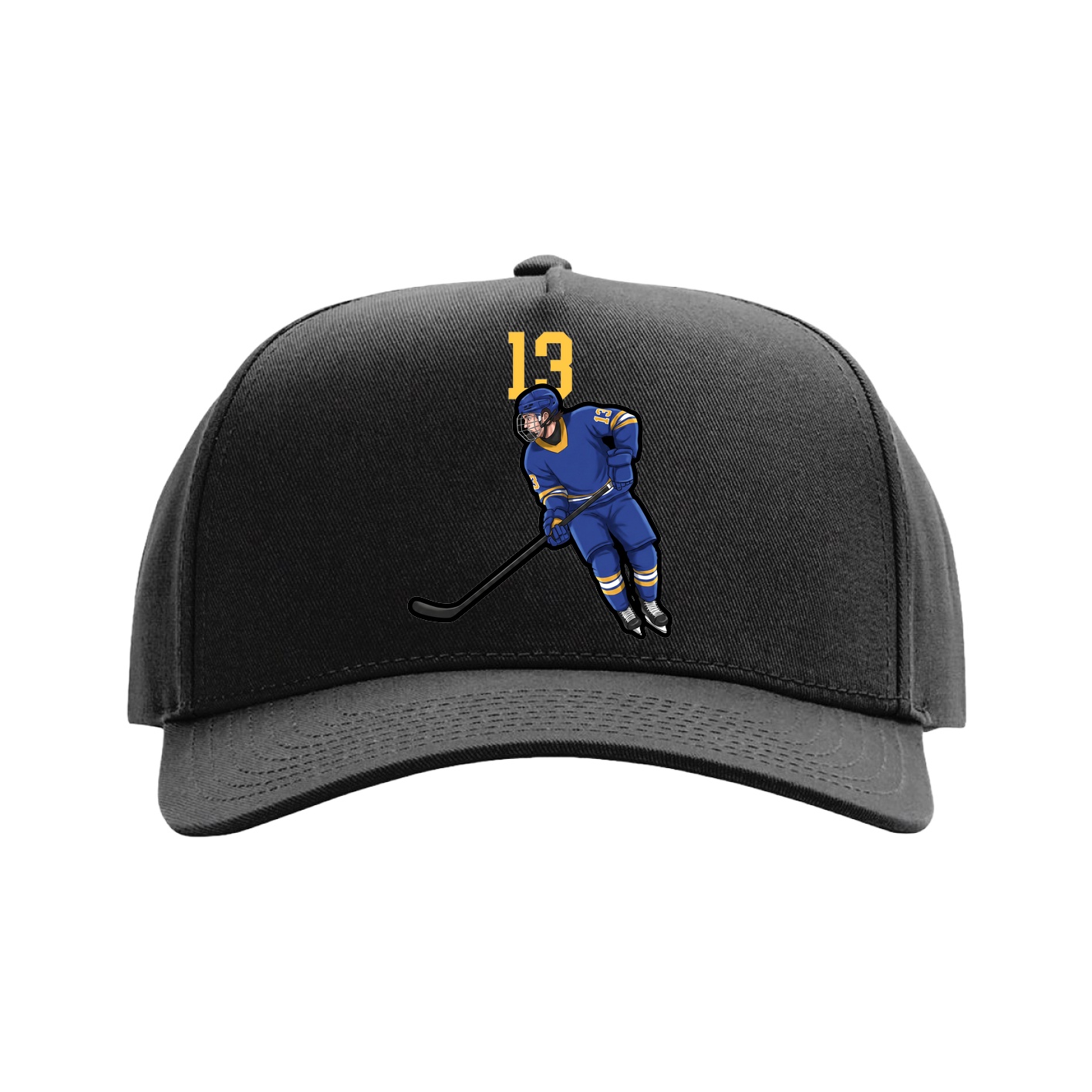Full Fabric Five-Panel Champ Cap — Number Top in Black