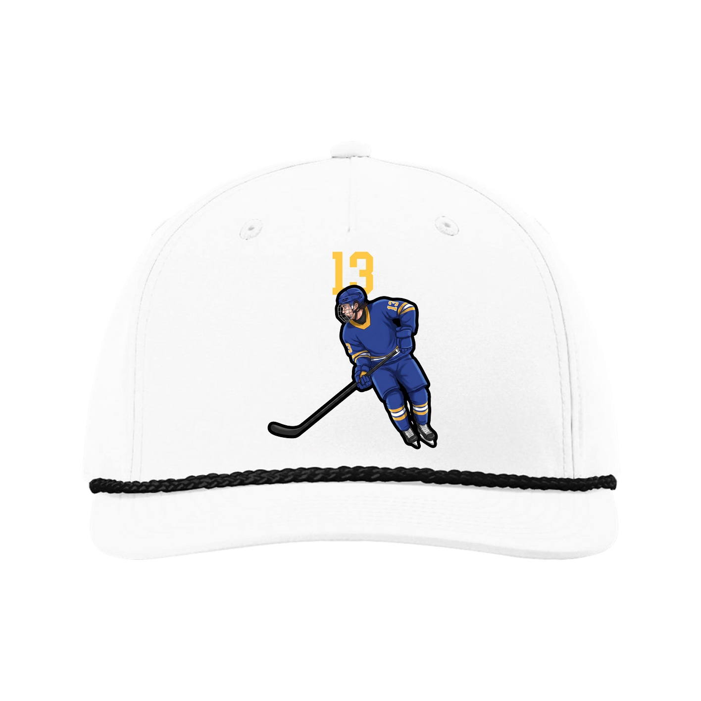 Five-Panel Classic Rope Cap — Number Top in White