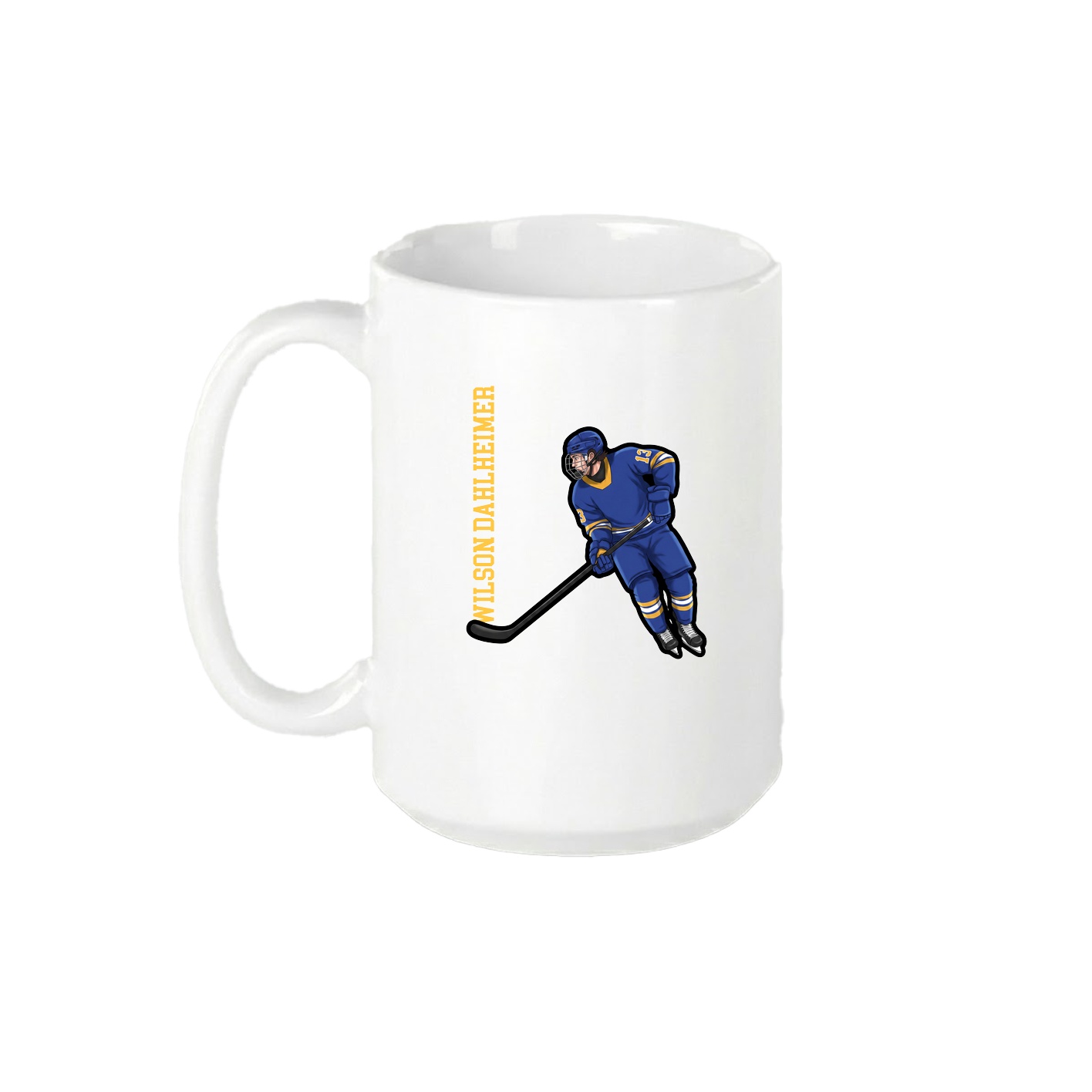 15oz Coffee Mug — Name Vertical in White