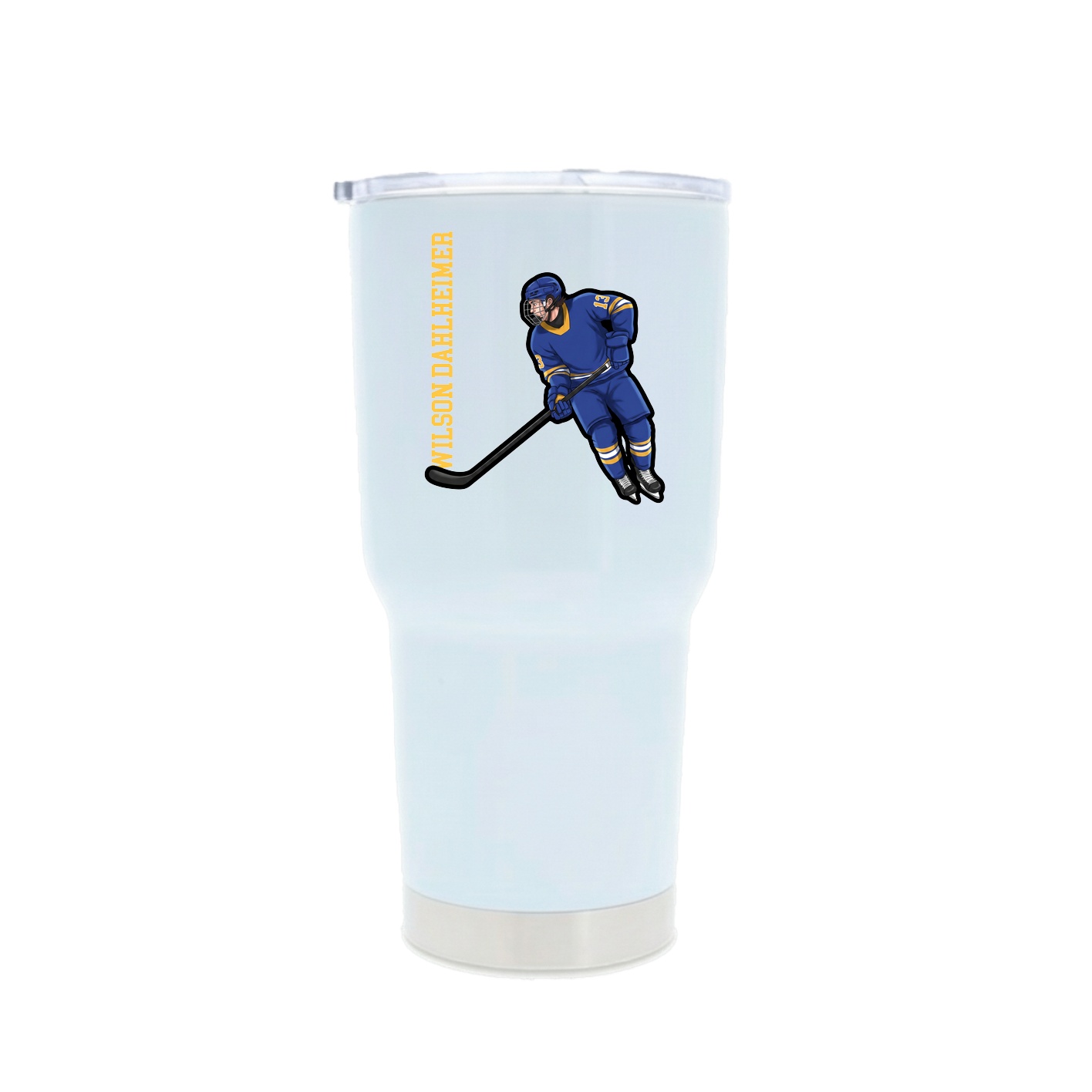 30oz Stainless Steel Tumbler — Name Vertical in White