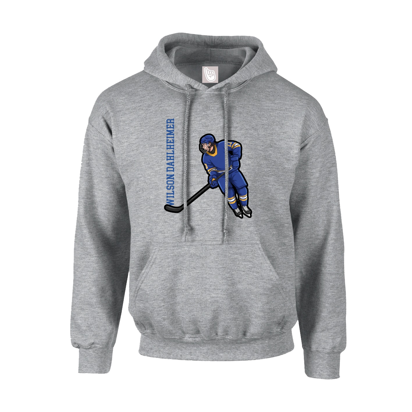 Hoodie — Name Vertical in Grey