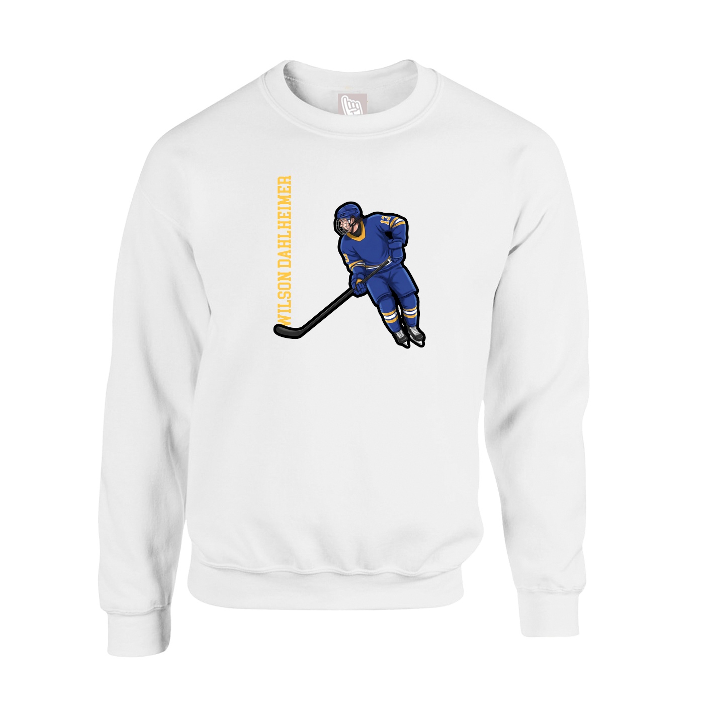 Fleece Crew — Name Vertical in White