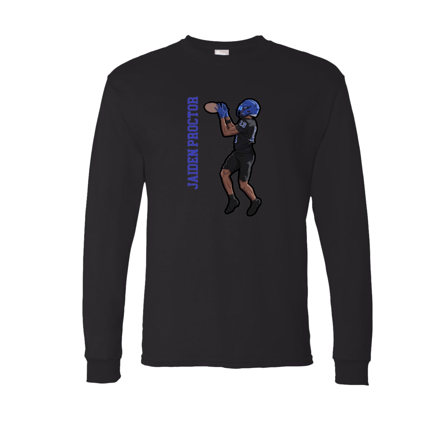 Long Sleeve Tee — Name Vertical in Black