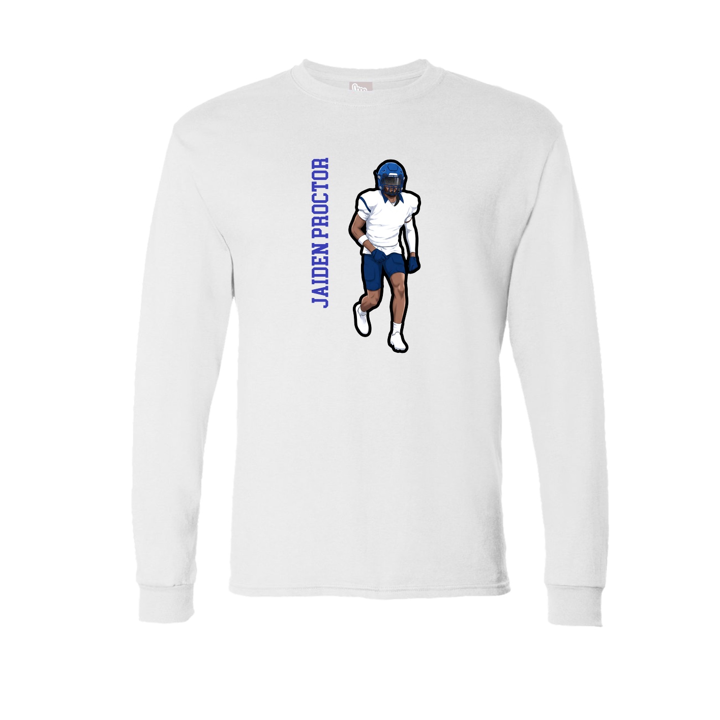 Long Sleeve Tee — Name Vertical in White