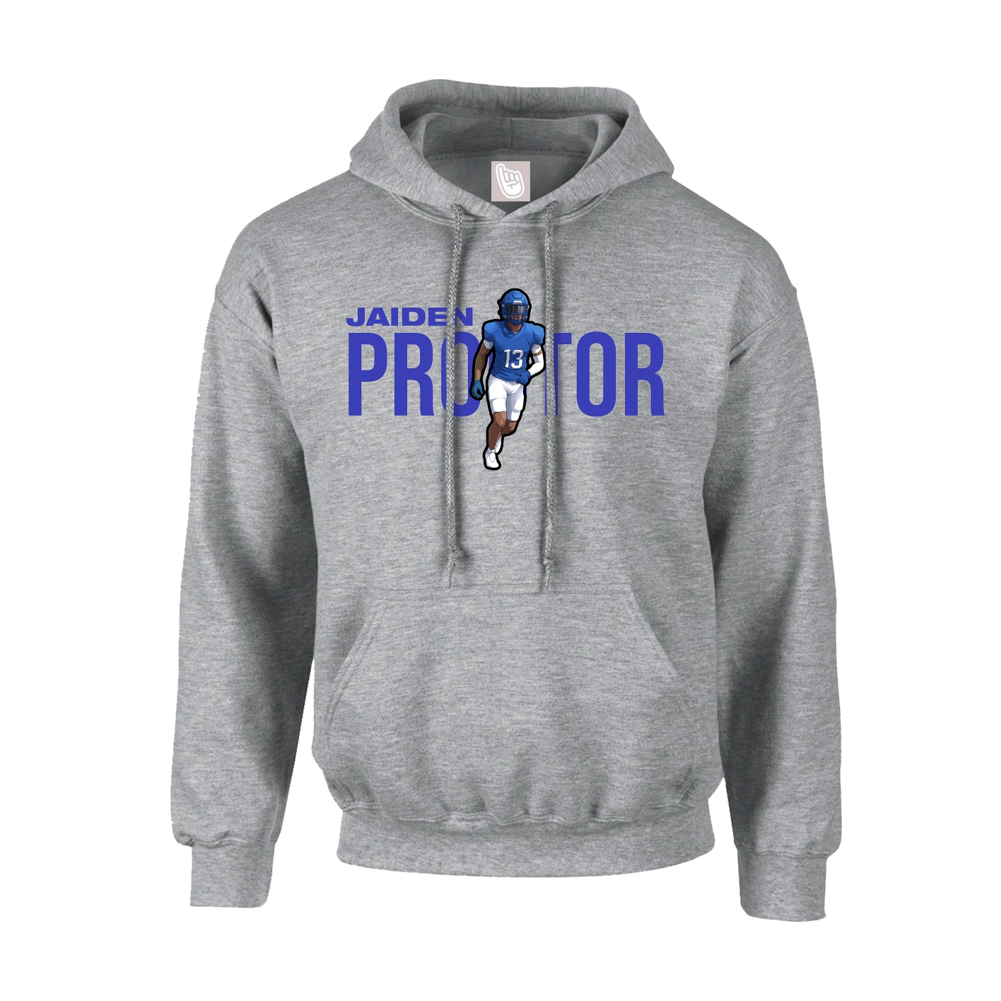 Youth Hoodie — Player Name in Grey