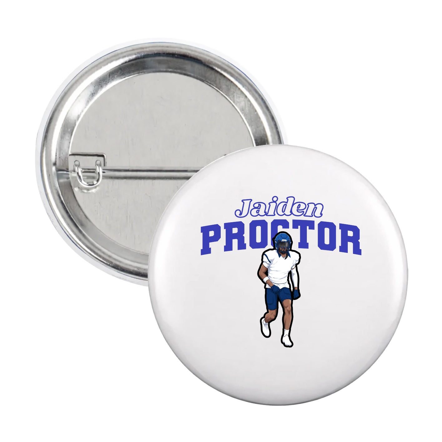 Game Day Button — Name Arch in White