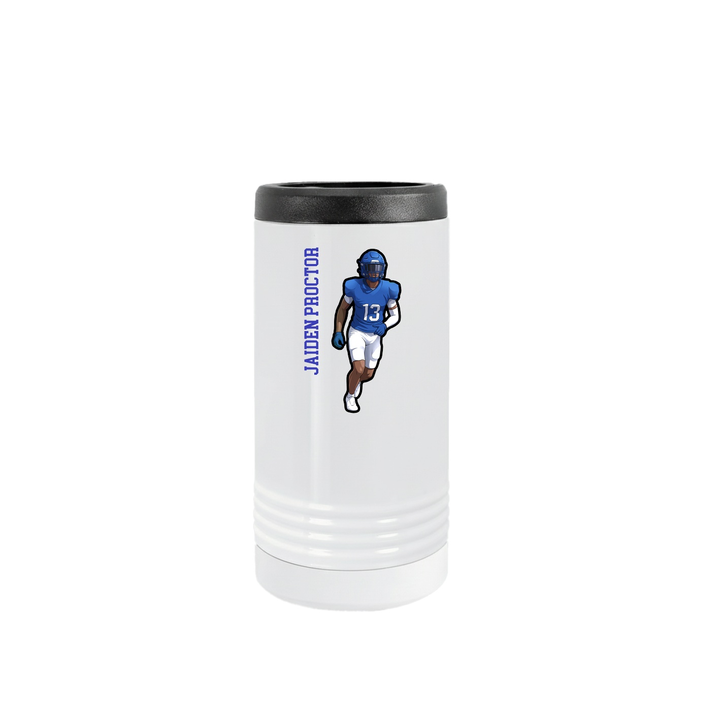 Slim Beverage Holder — Name Vertical in White