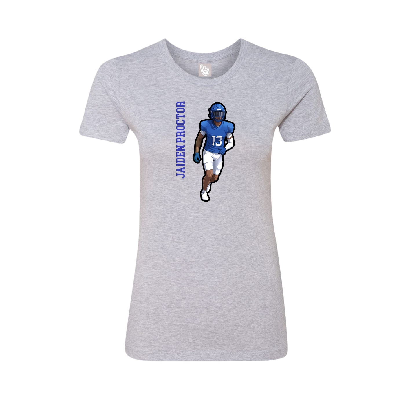 Fitted Women's Tee — Name Vertical in Grey