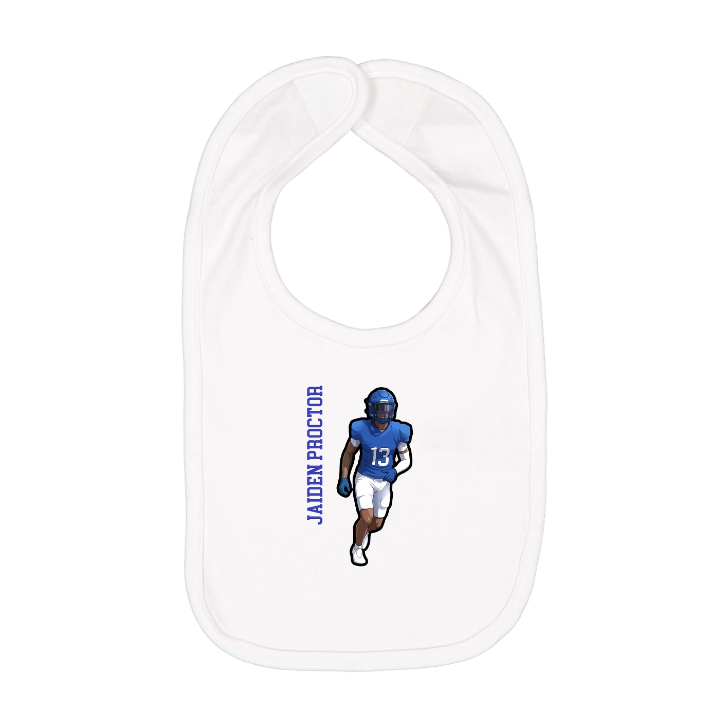 Infant Bib — Name Vertical in White