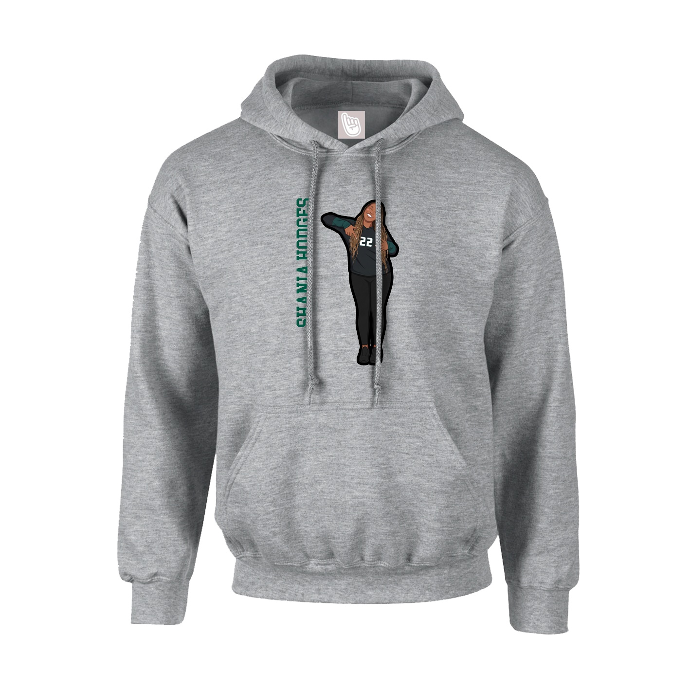 Hoodie — Name Vertical in Grey