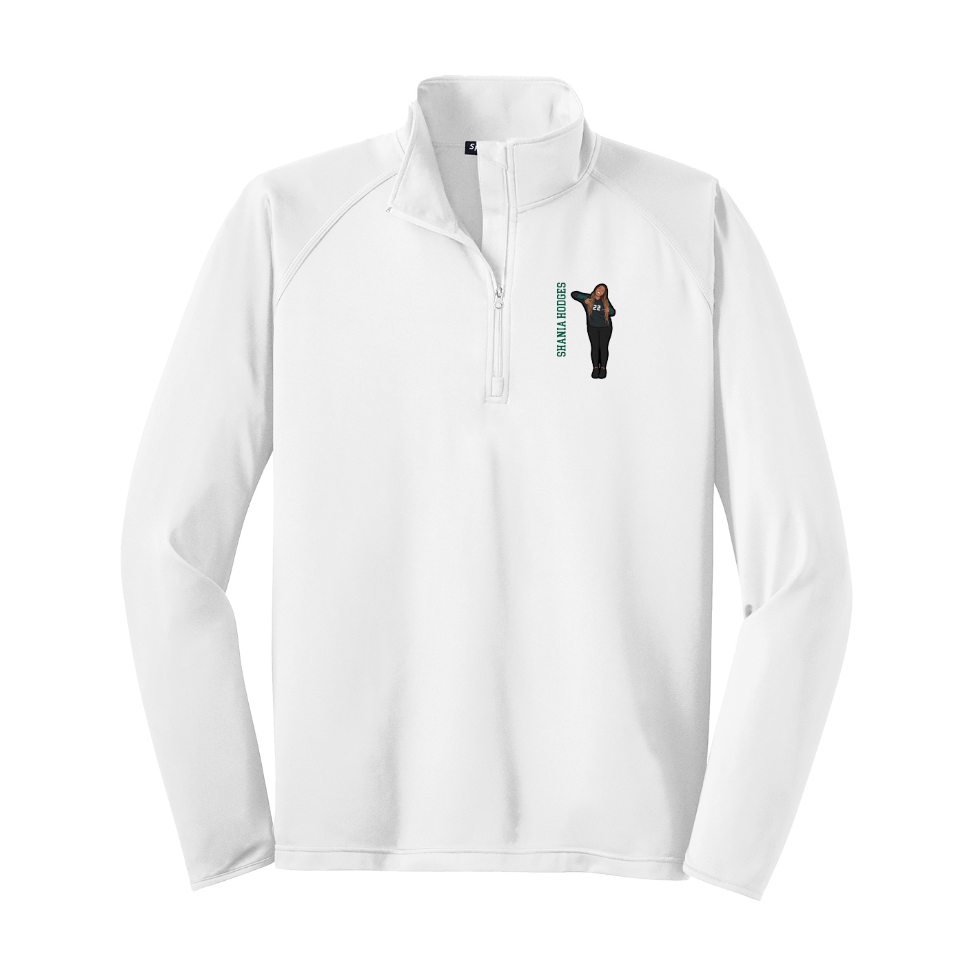 Q-Zip Pullover — Name Vertical in White