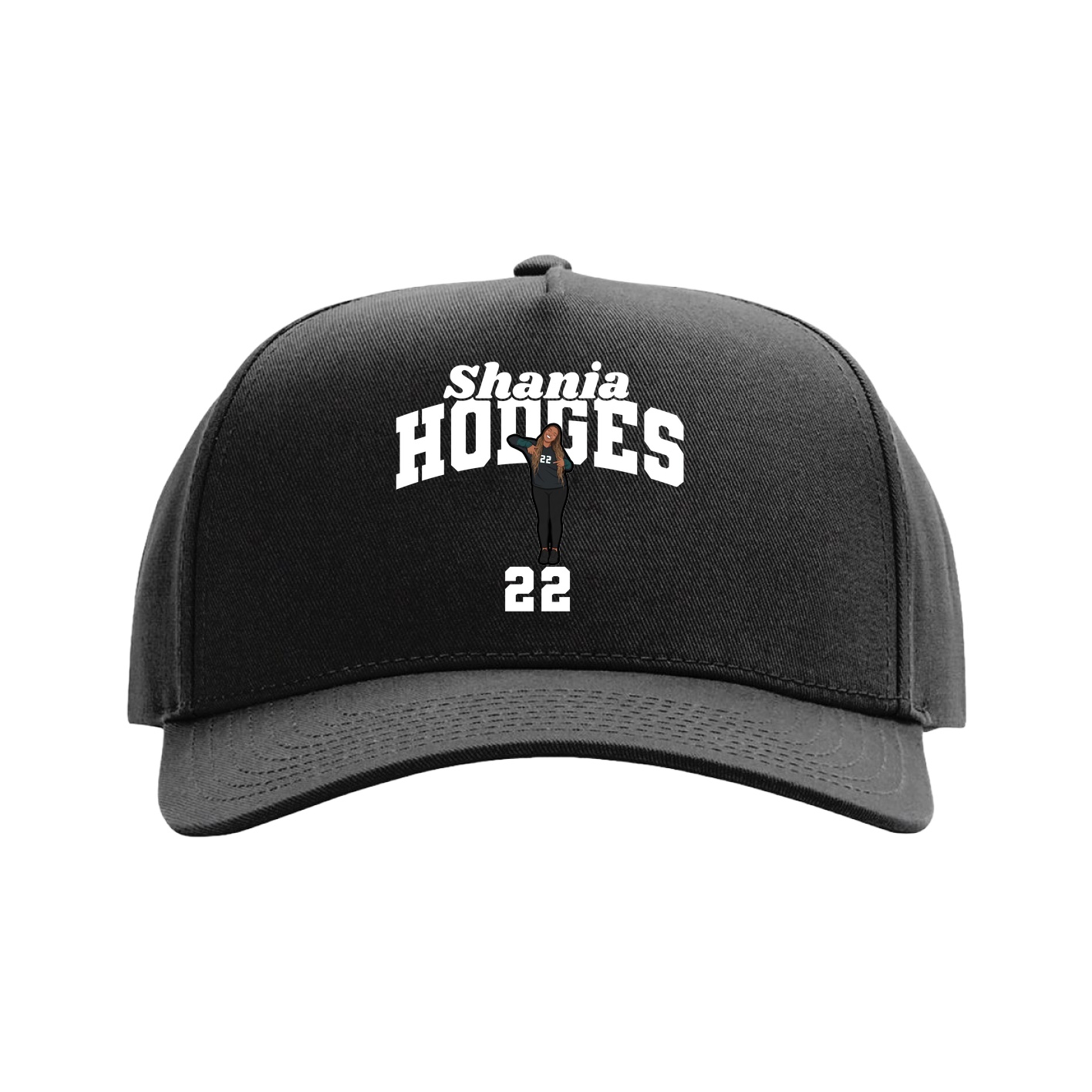 Full Fabric Five-Panel Champ Cap — Signature Arch in Black