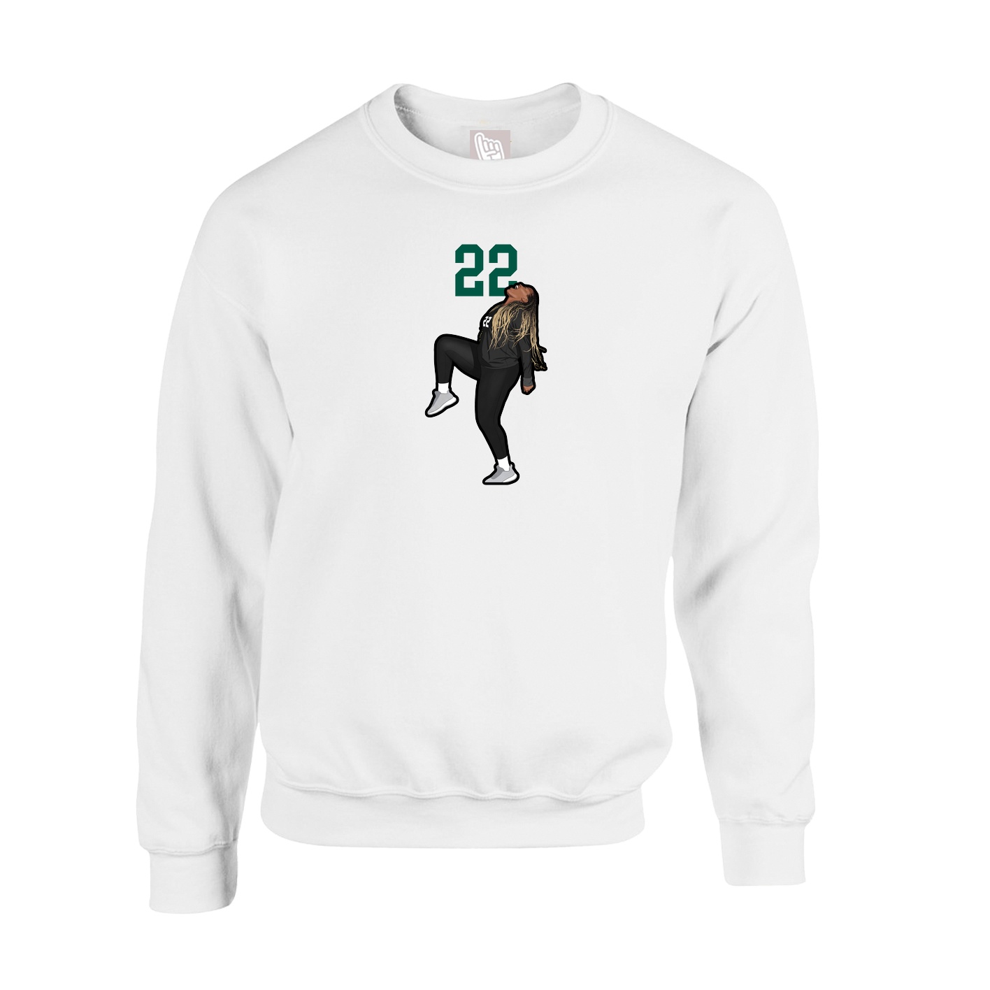 Fleece Crew — Number Top in White