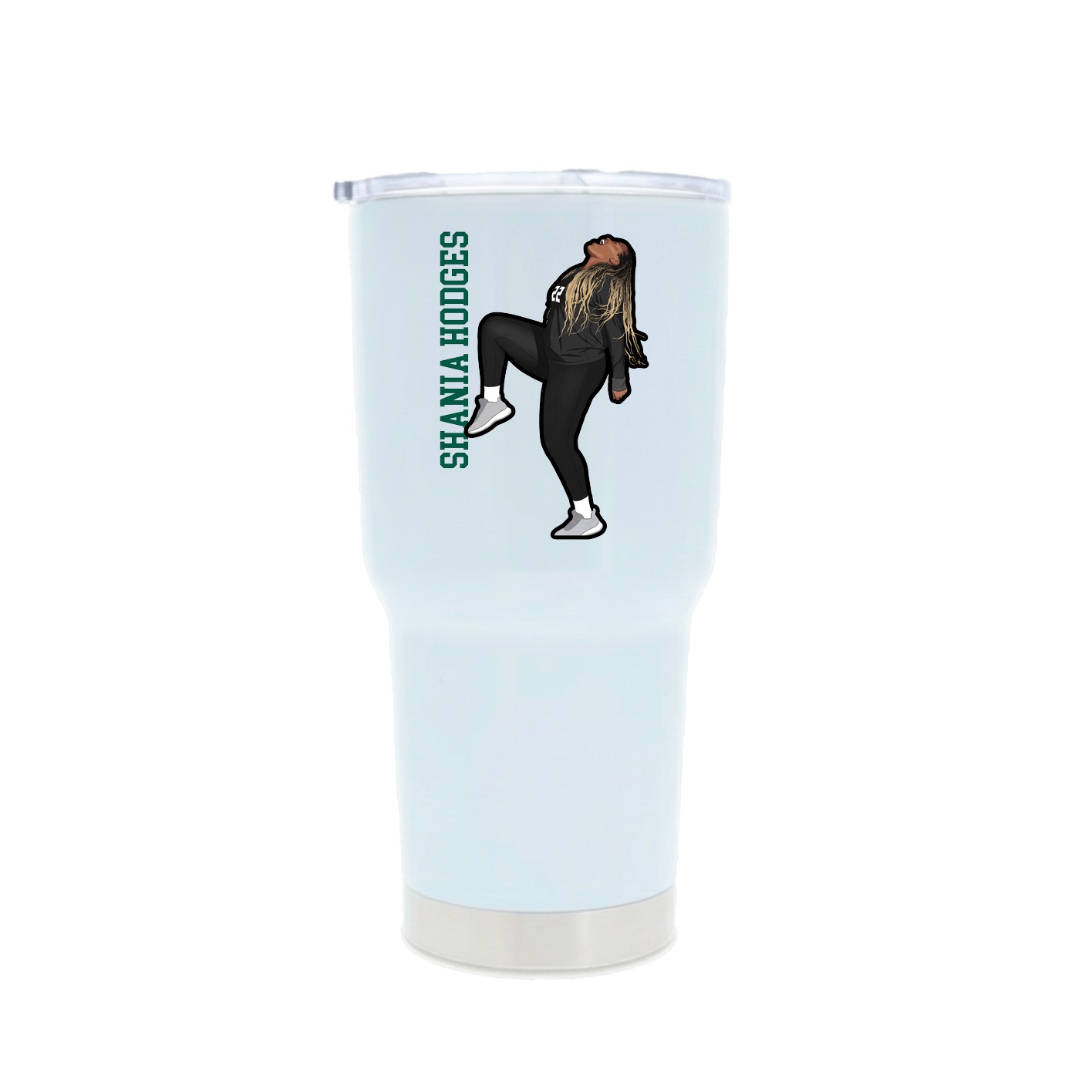 30oz Stainless Steel Tumbler — Name Vertical in White