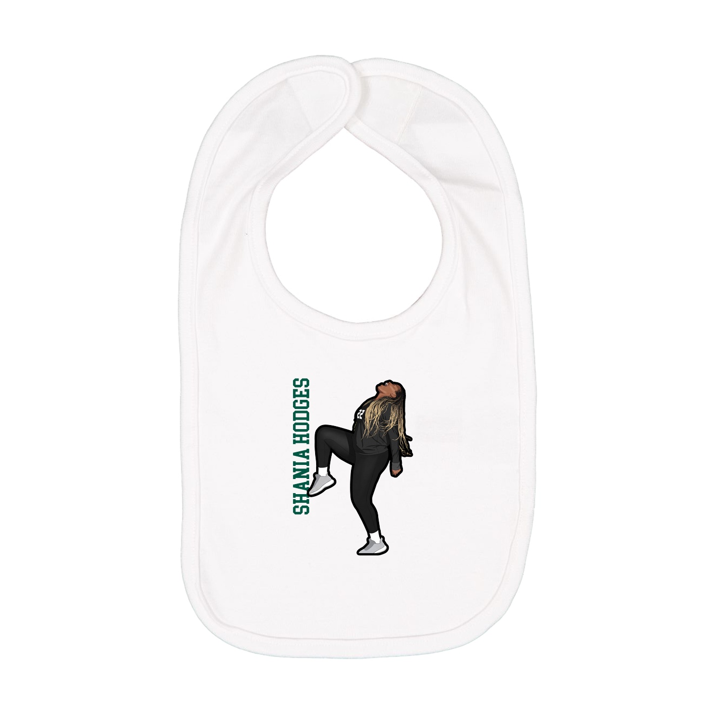 Infant Bib — Name Vertical in White