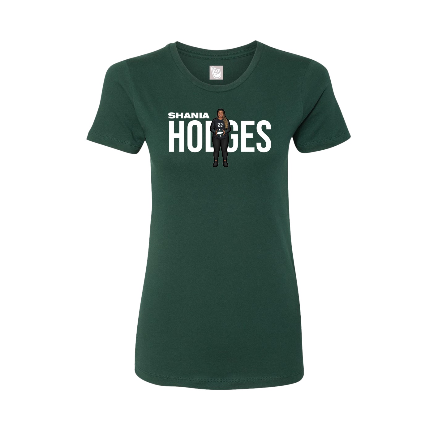 Fitted Women's Tee — Player Name in Green
