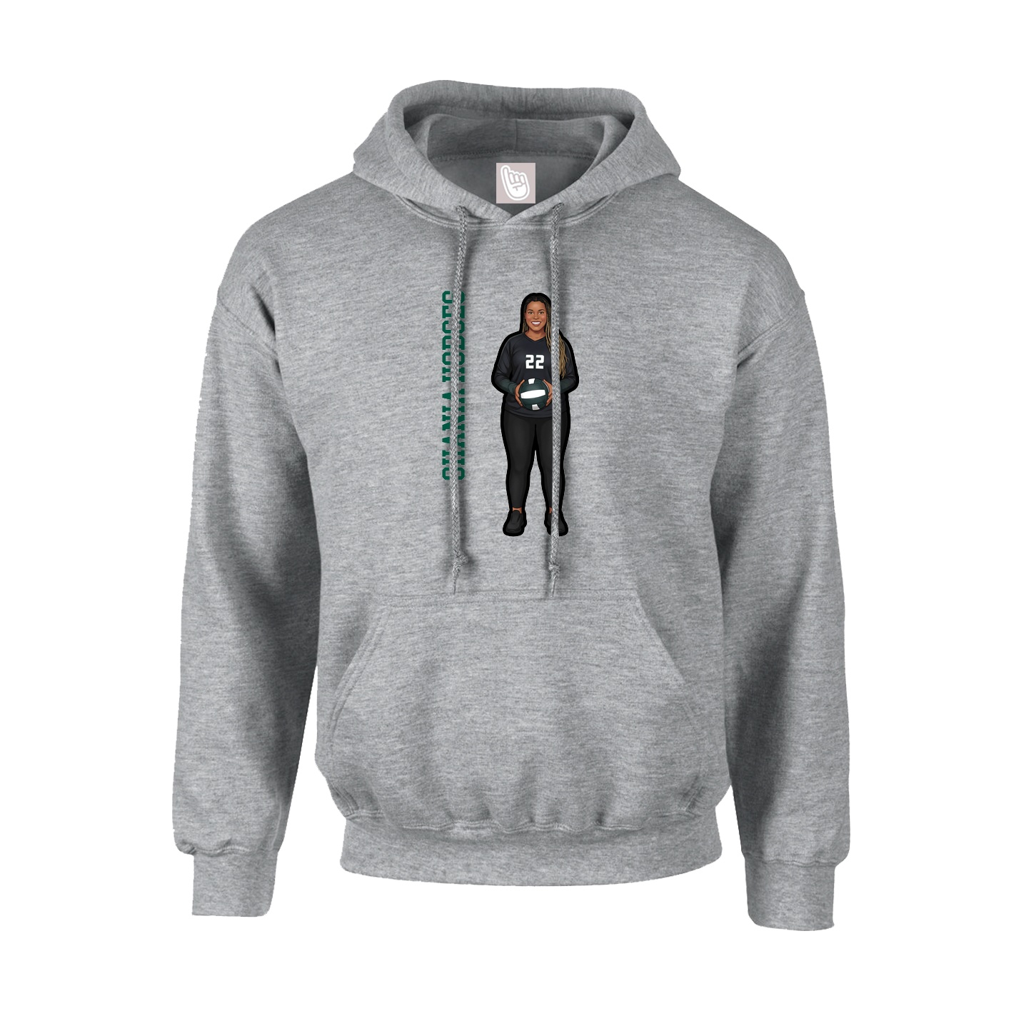 Youth Hoodie — Name Vertical in Grey