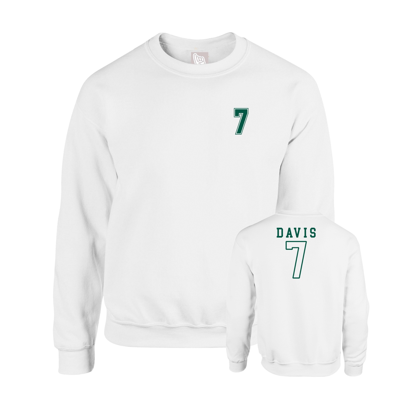 Fleece Crew — Chest Back in White