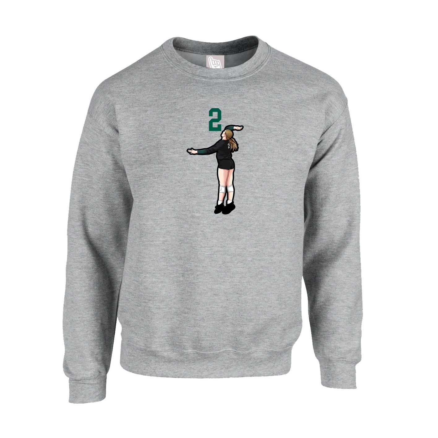 Fleece Crew — Number Top in Grey