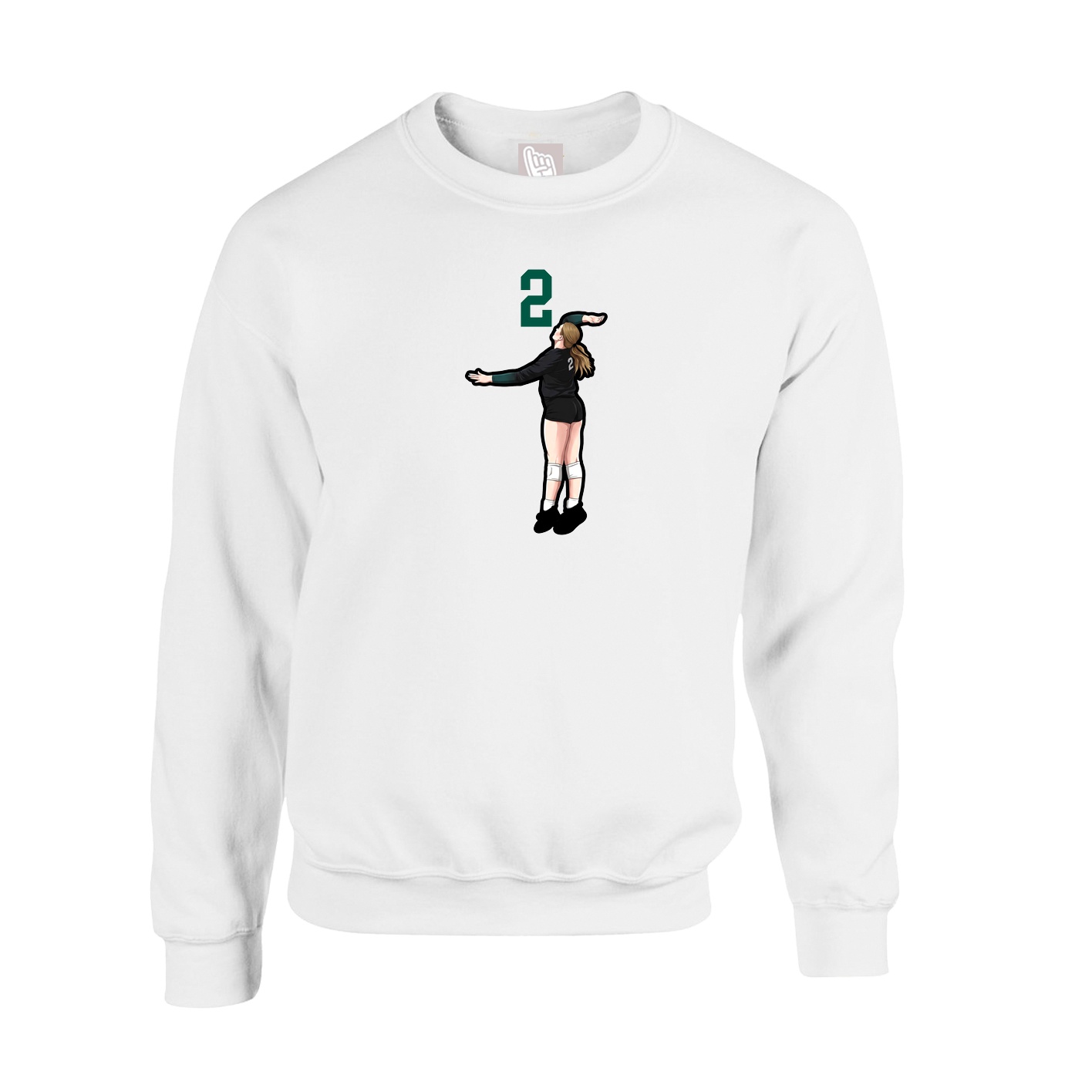 Fleece Crew — Number Top in White