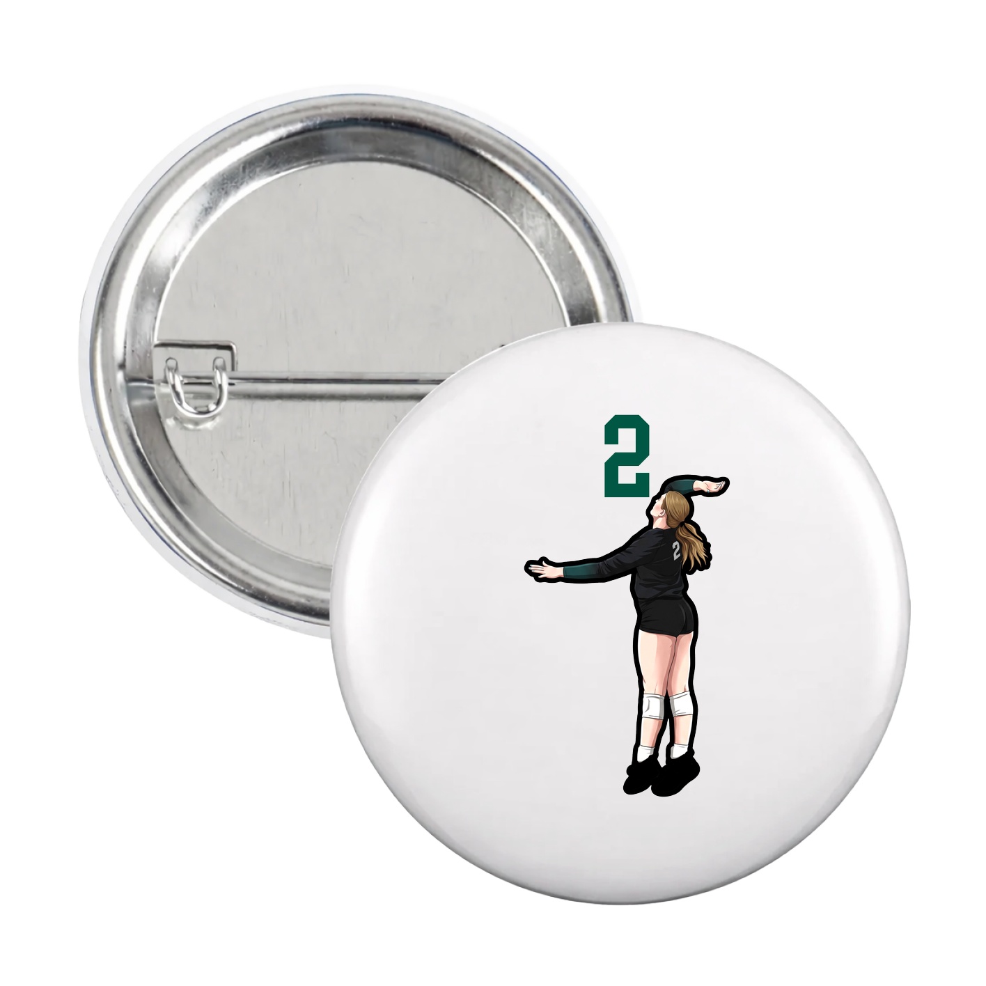 Game Day Button — Number Top in White