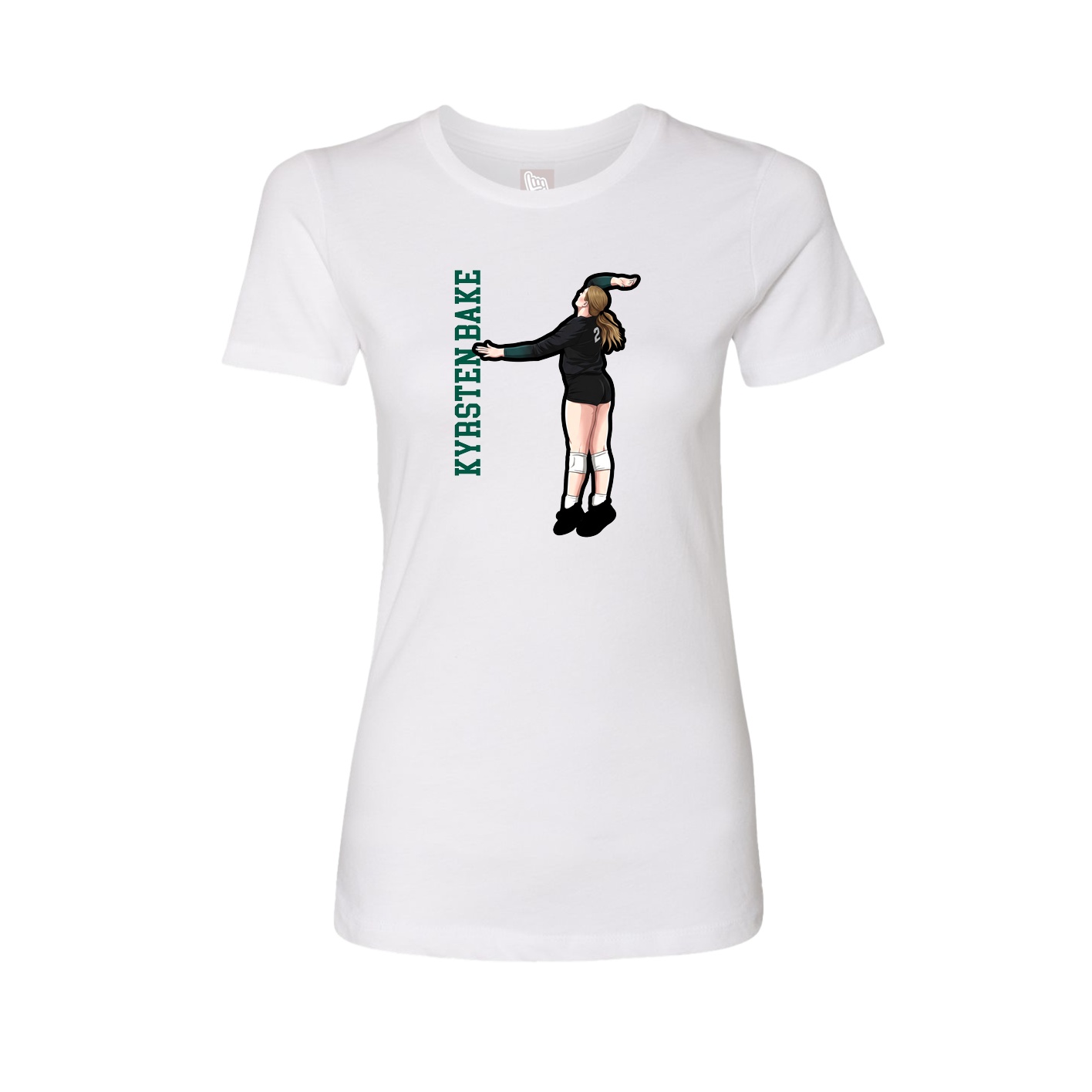 Fitted Women's Tee — Name Vertical in White