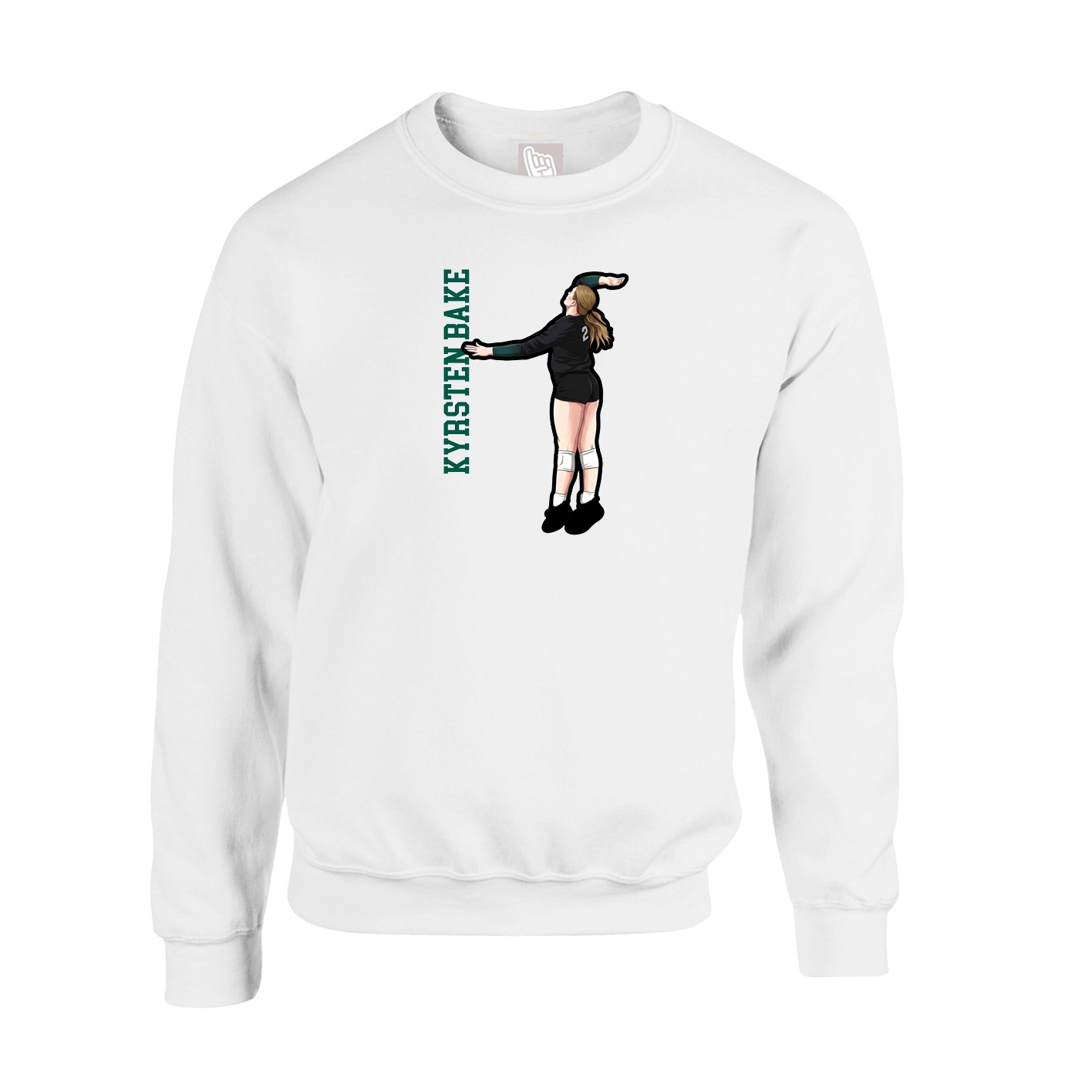Fleece Crew — Name Vertical in White